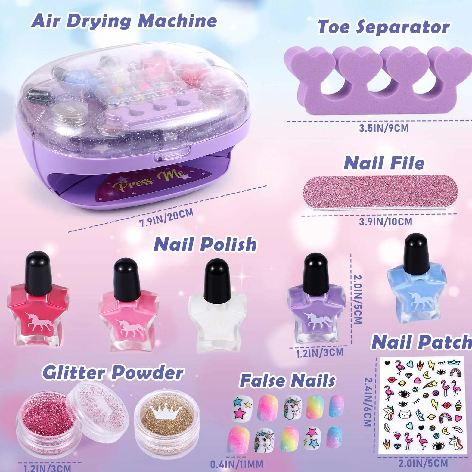 Tacobear Kit Manucure Enfant Vernis à Ongles Pelable Autocollants Ongles Machine à Ongles Fille