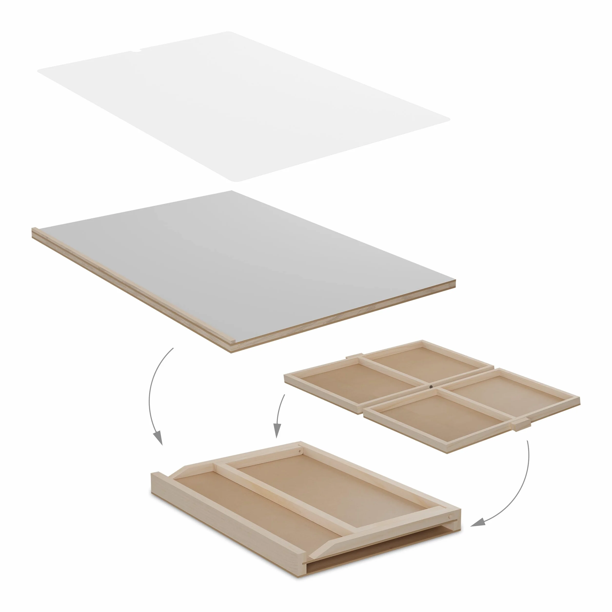 Relaxdays Plateau pour Puzzle allant jusqu'à 1 000 pièces, Ergonomique, 2 tiroirs, Bois de pin, Nature et Gris