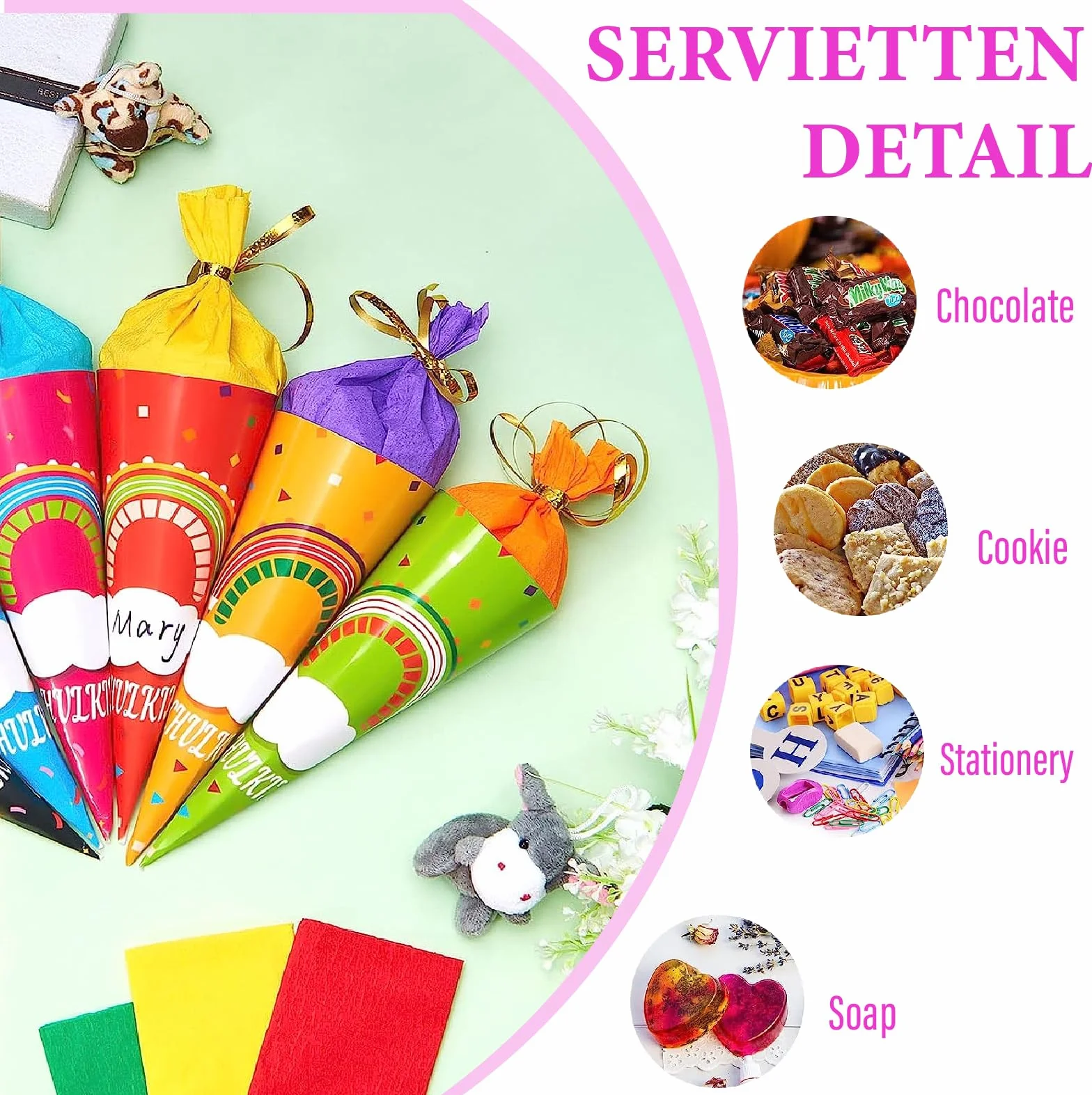 ANROI Ensemble de 18 Sacs de rentrée personnalisés 25 cm pour enfants