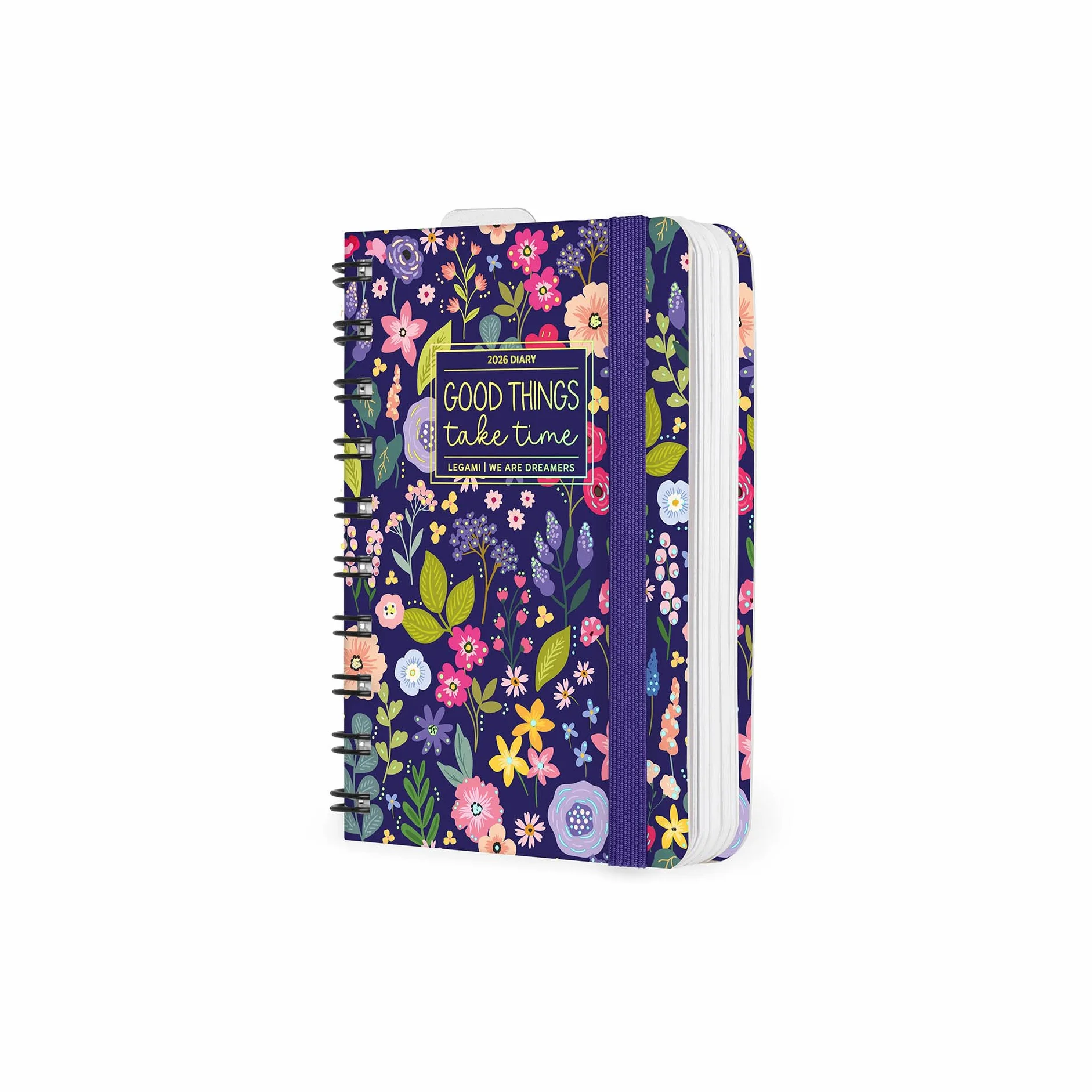 Legami Agenda journalier Spiralé Small 2026 Flowers 12 mois 8,5 x 13 cm papier FSC