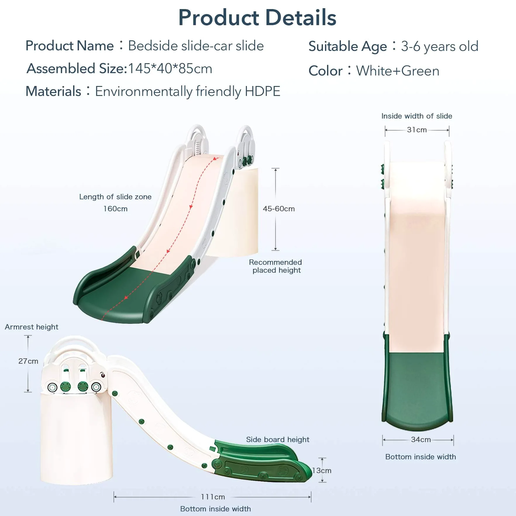 Toboggan d'intérieur pour enfant à partir de 1 an, toboggan sans armature, pour chambre d'enfant, petit toboggan pour bébé, toboggan pour bébé pour tout-petit, cadeau d'anniversaire, cadeau de fête