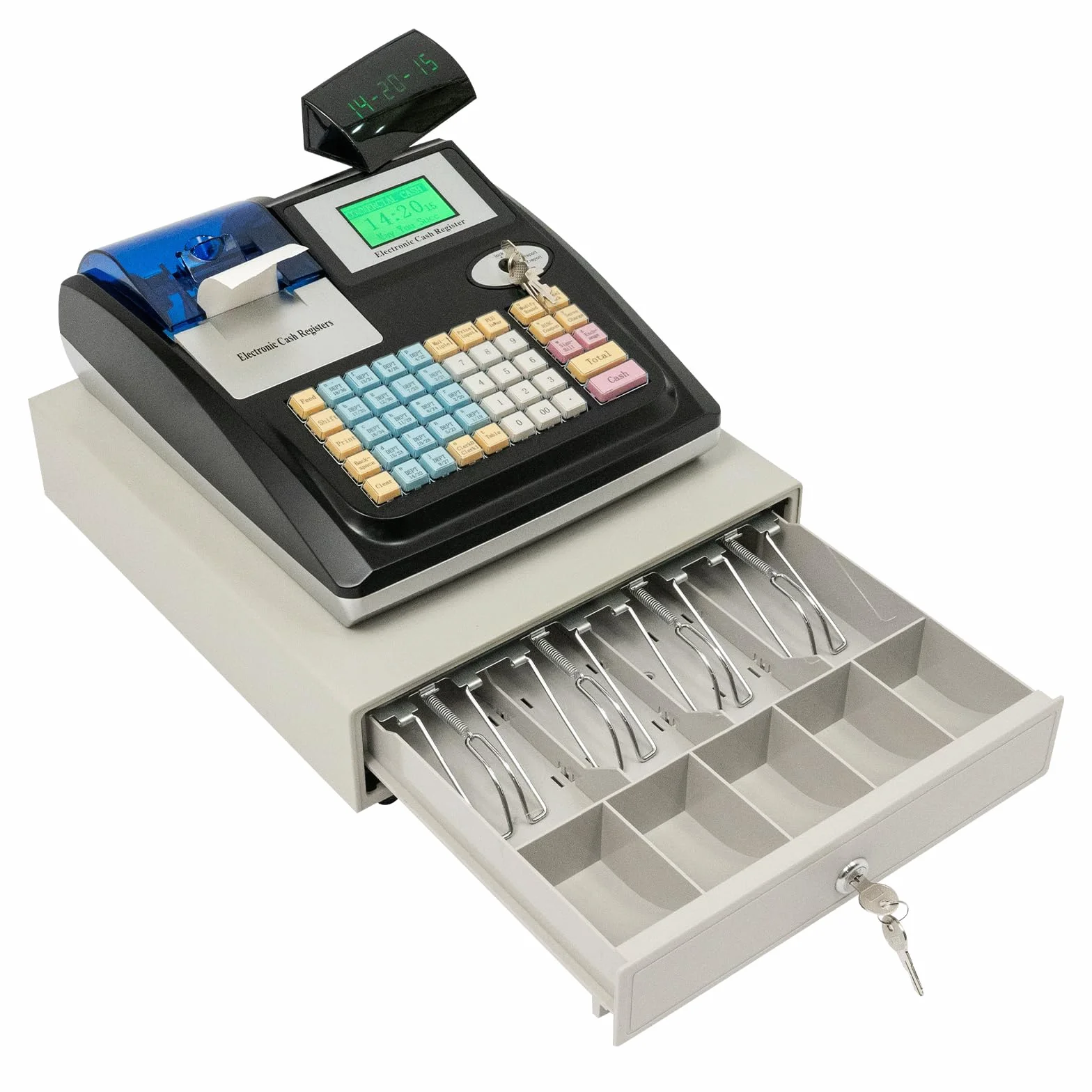 Caisse enregistreuse électronique 48 touches double affichage support de table supermarché