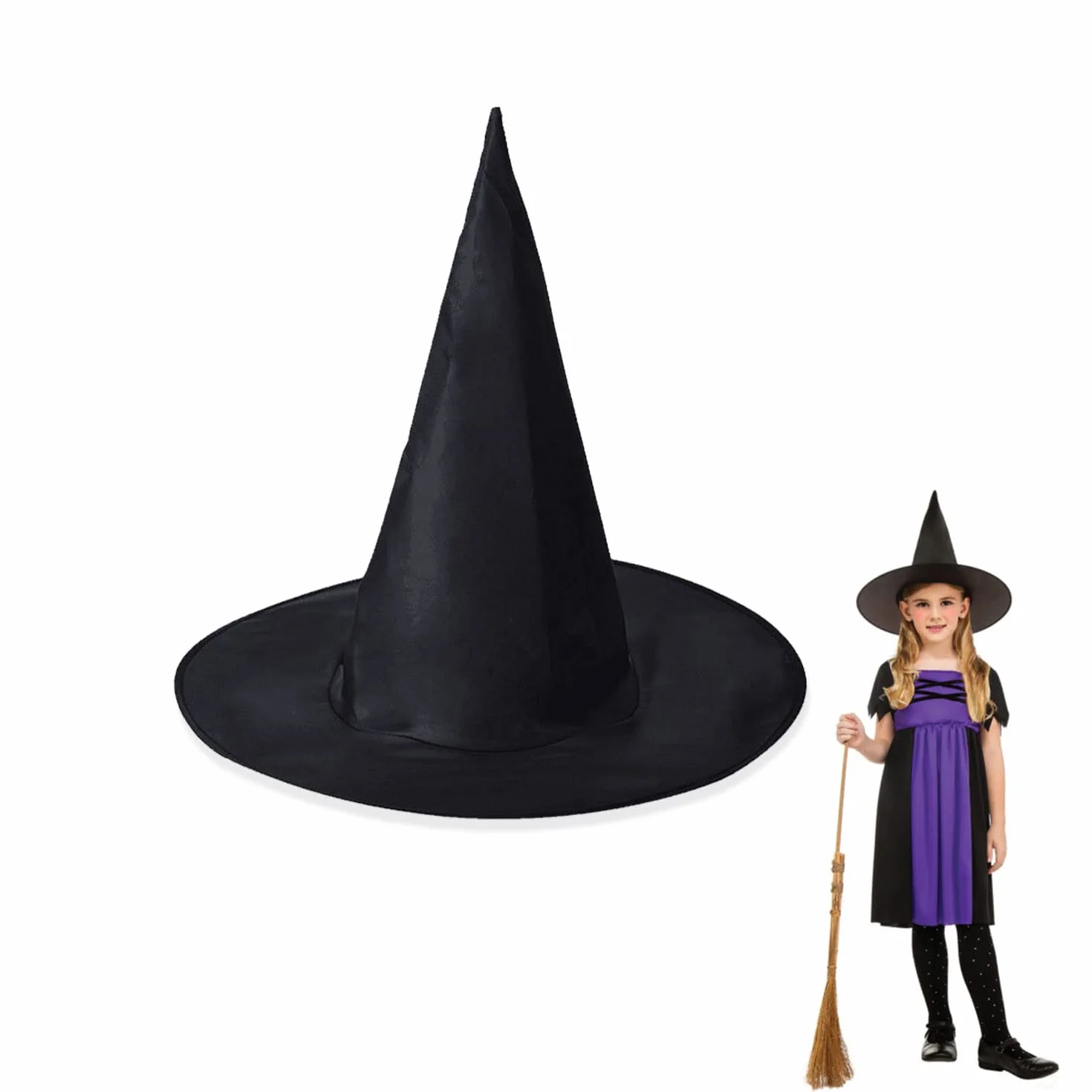 TSHAOUN Chapeau de sorcière noir pliable Halloween fête costumée