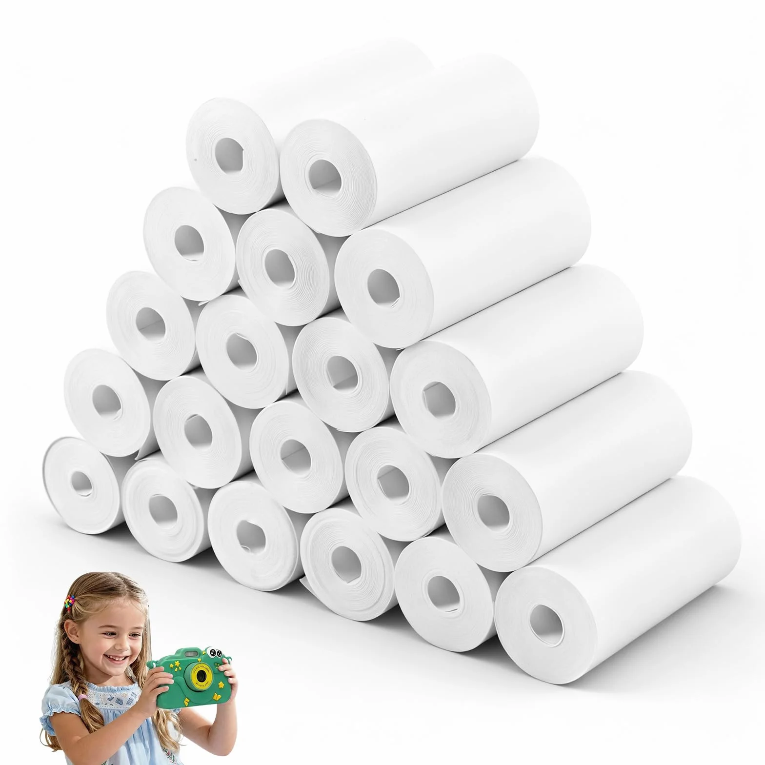 Papier Thermique 57mm x 25mm 20 Rouleaux pour Imprimante Photo Enfant