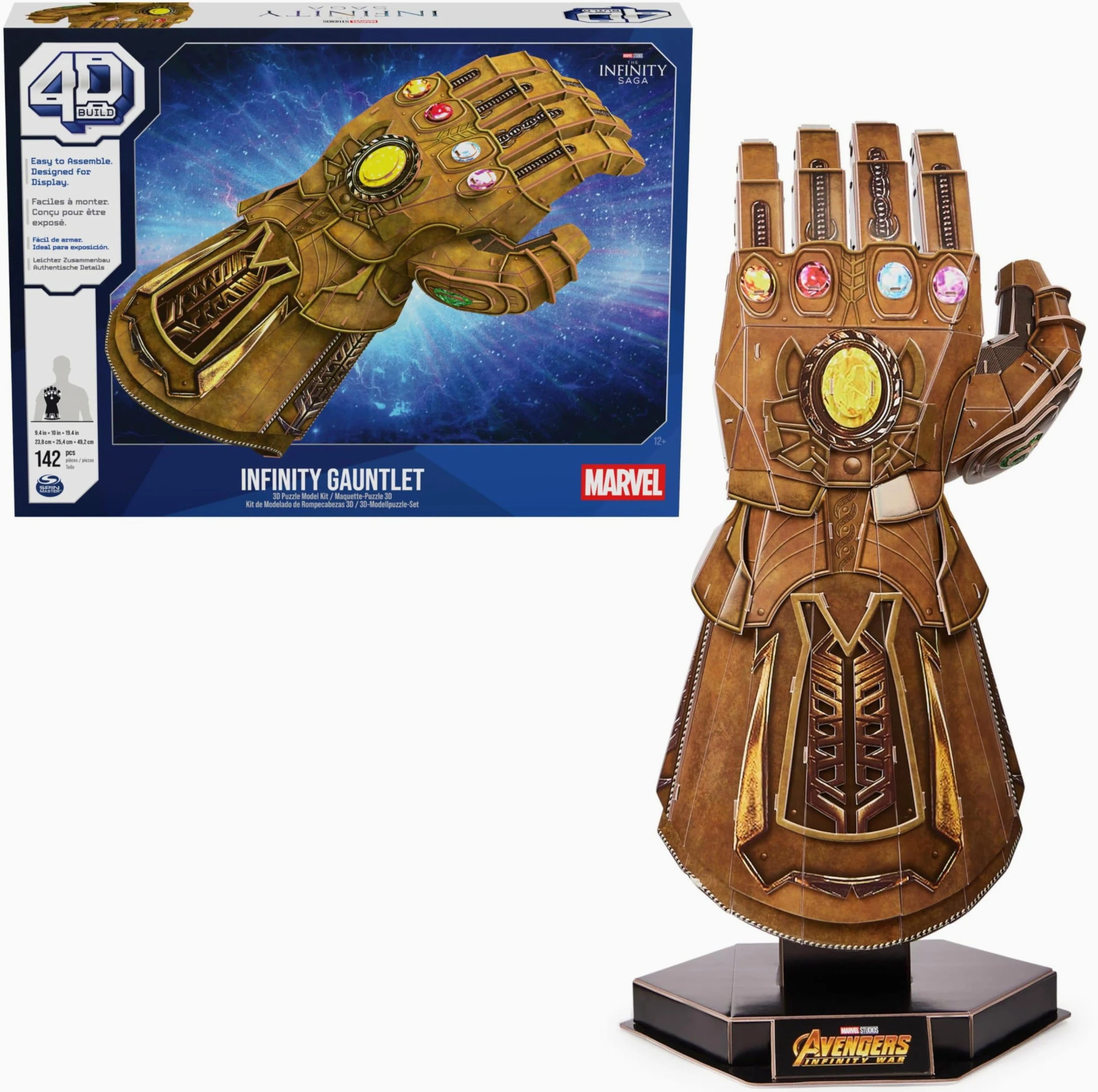 4D BUILD - Puzzle 3D Marvel - Maquette Avengers 142 Pièces - Gant de l’Infini Thanos Saga - Puzzle Adulte - Jeu de Construction à Collectionner - Jouet adulte - Jeu Enfant 12 ans et +