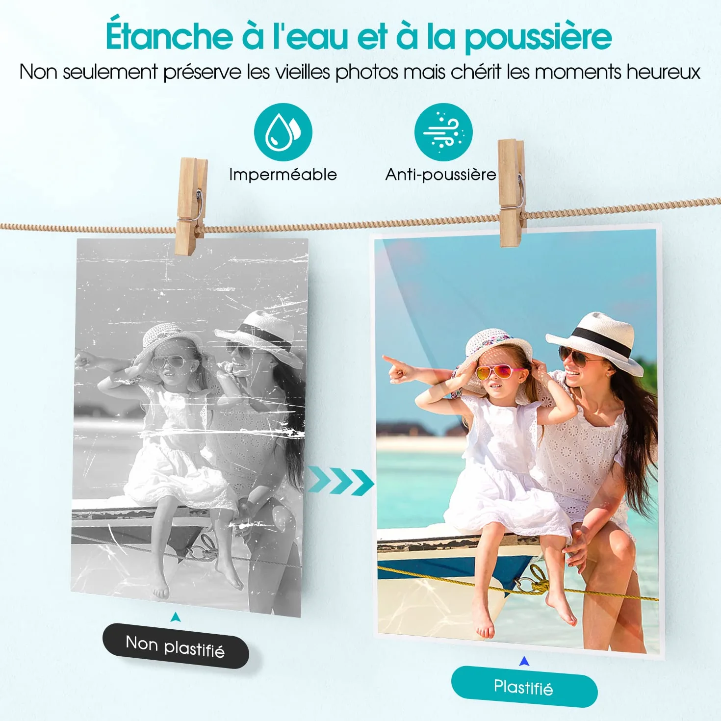 Crenova Plastifieuse A4 à Chaud et à Froid avec 10 Pochettes, Sans Bulles, Noir