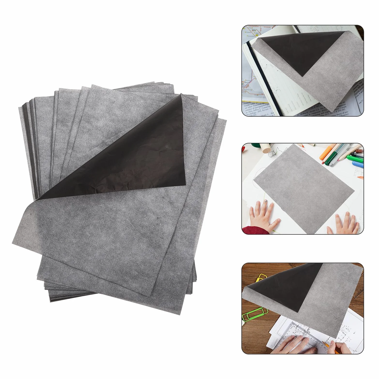 Papier Calque Graphite A4 Transfert Dessin 100 Feuilles, Papier Carbone Tracé Précis