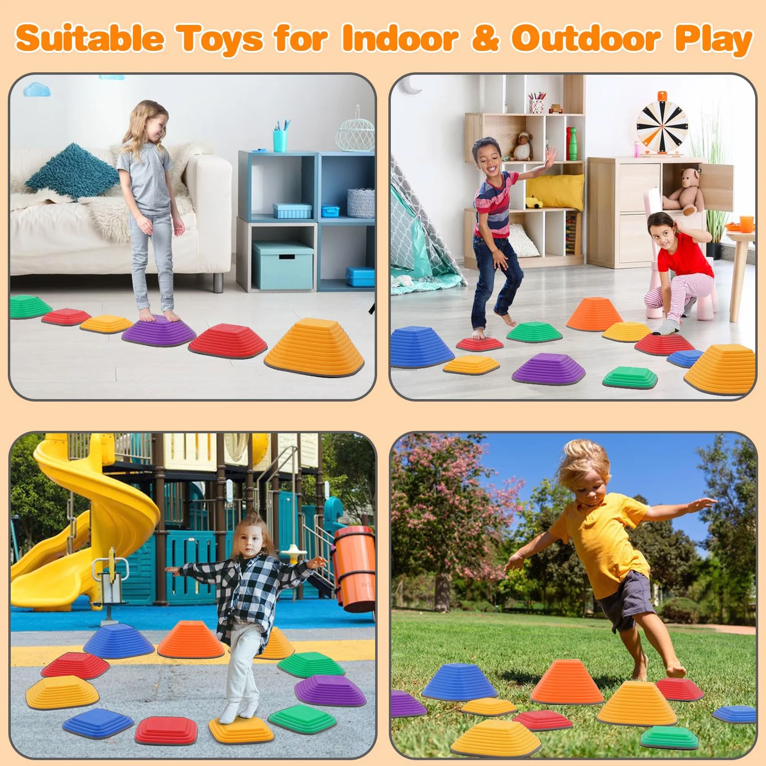Pierres D'équilibre pour Enfants Antidérapant Parcours de Motricité Intérieur Extérieur Balance Stepping Stones