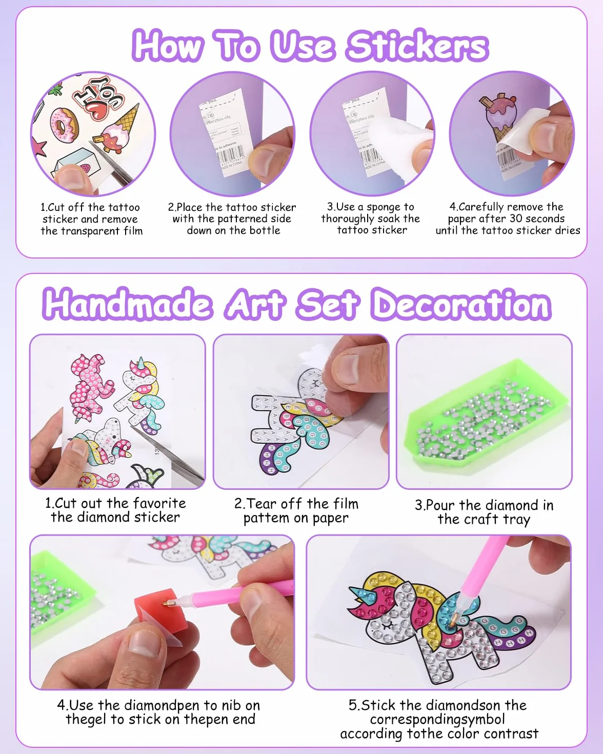 Kit de bricolage gourde licorne avec peinture diamant jouet créatif 5-10 ans