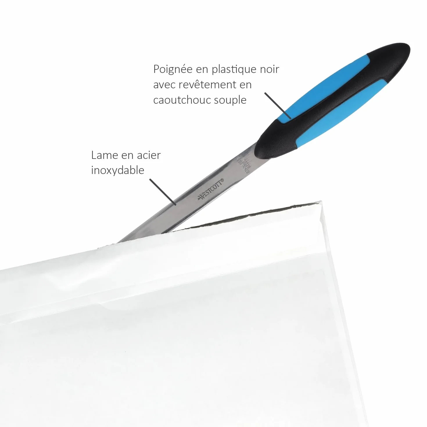 Westcott Coupe-papier avec lame en acier inoxydable et poignée Softgrip ergonomique