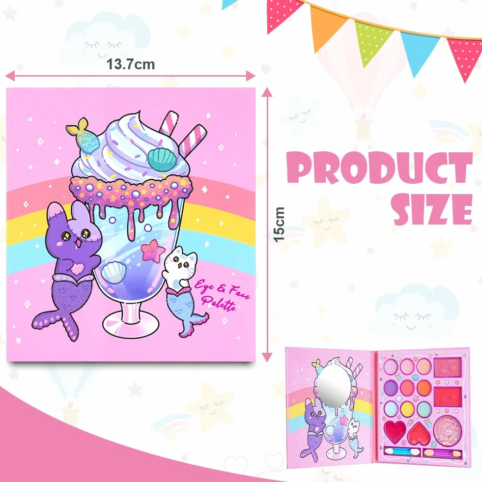 Aomig Kit de Maquillage Enfant Lavable, Non Toxique, Jouet pour Filles, Cadeau Anniversaire Noël