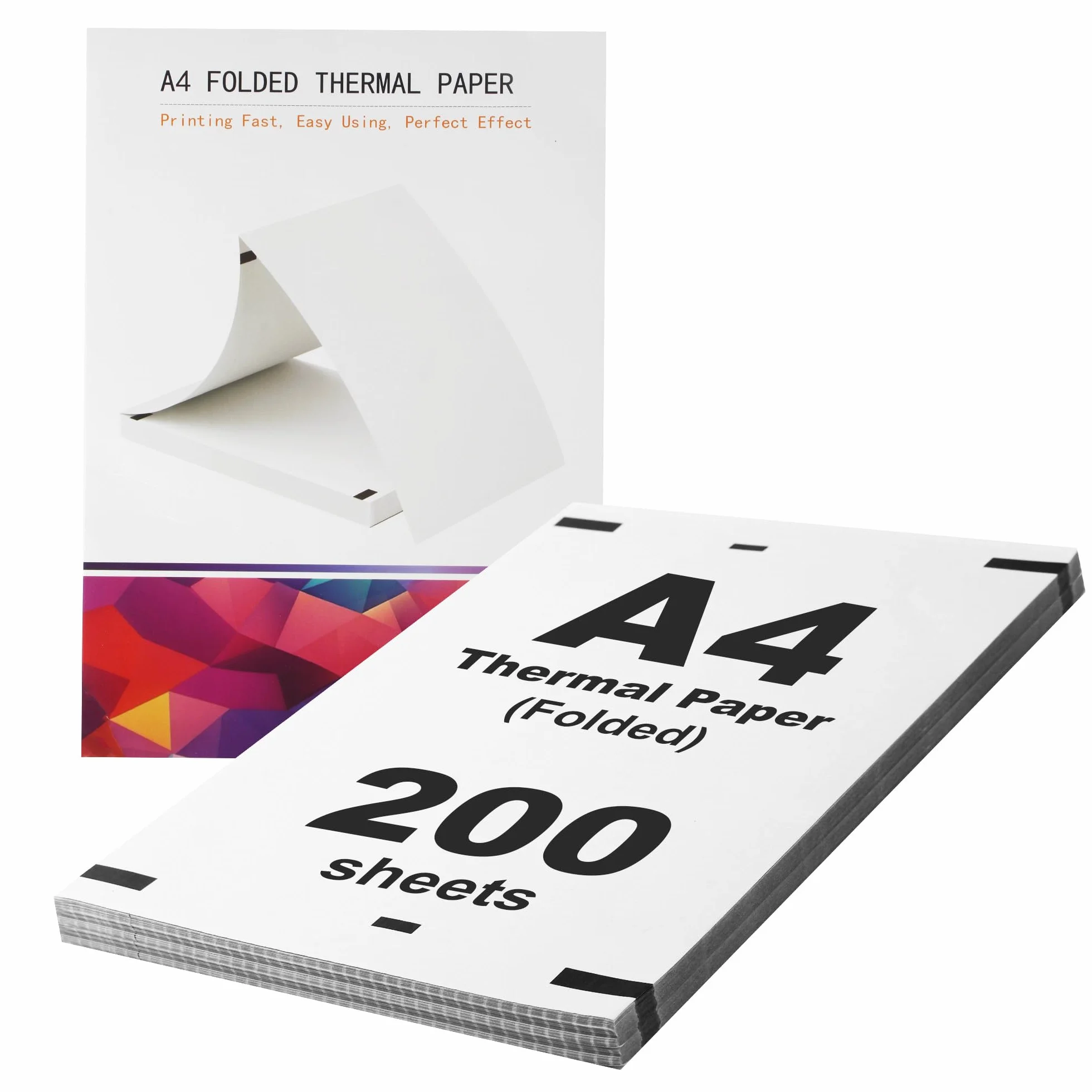 Papier Thermique A4 200 feuilles 210 x 297 mm Pliable pour imprimante thermique documents et photos