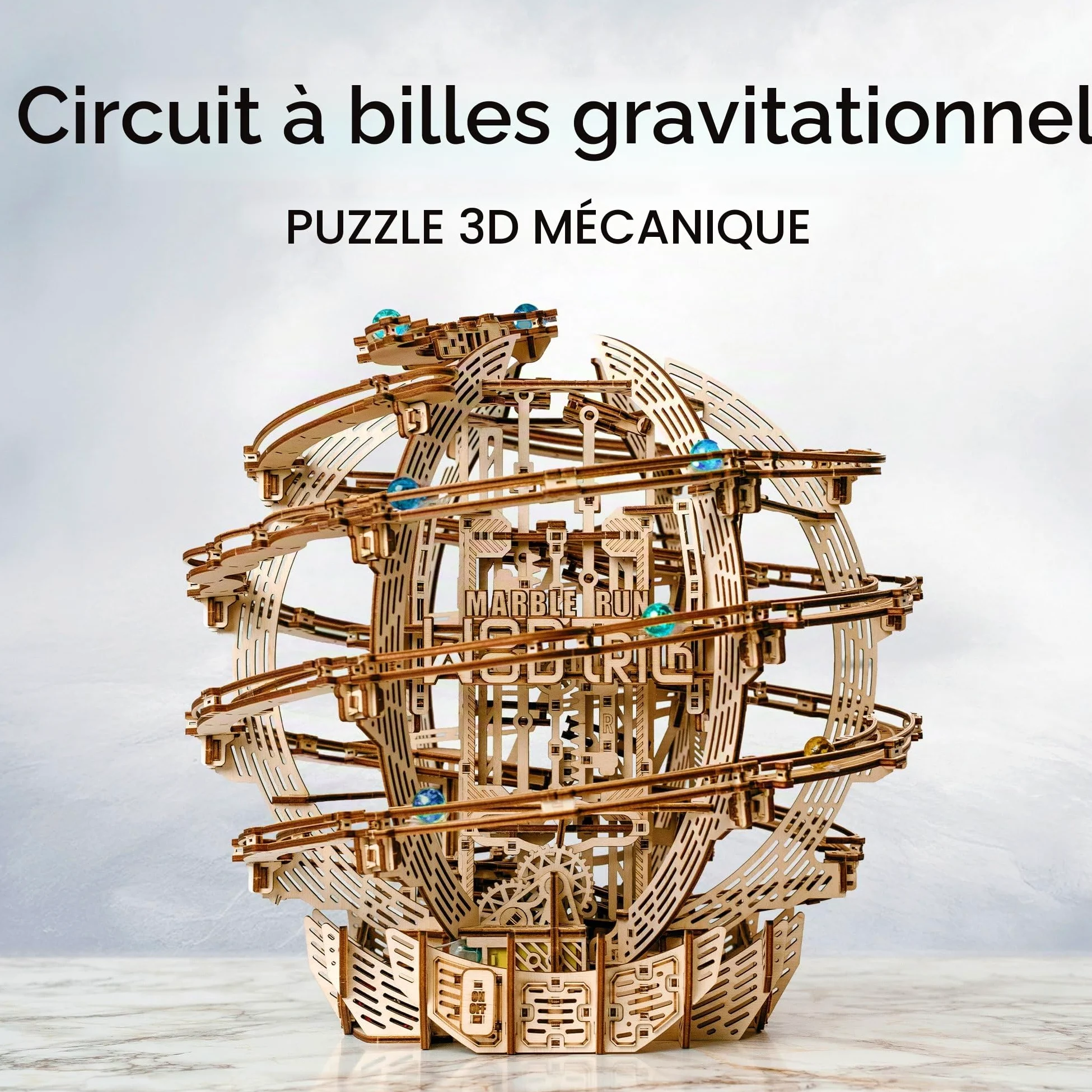Wood Trick Gravity Marble Puzzle 3D en Bois pour Adultes à Construire | [773 Pièces] Labyrinthe à Billes Motorisé Électrique - Kit de Maquette Mécanique en Bois DIY à Construire pour Adultes