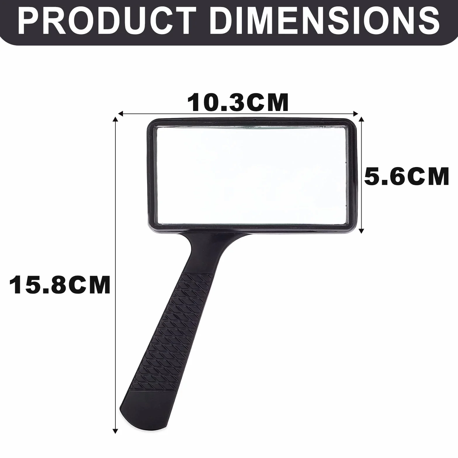 Loupe Lecture 10x Verre Rectangulaire HD 170g Noir pour Seniors