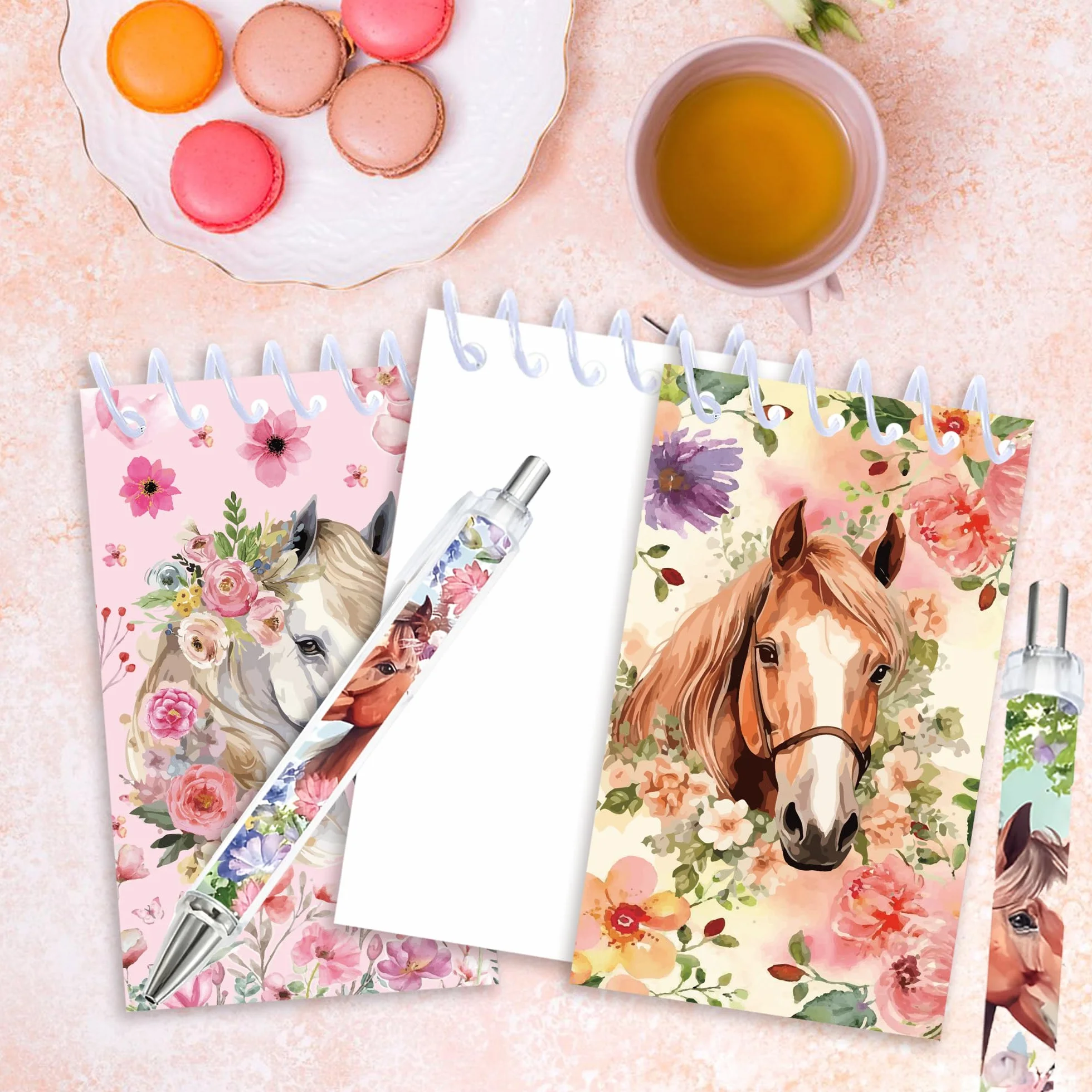 Ensemble de papeterie à thème cheval 86 pièces avec stylos, carnets, autocollants et sacs cadeaux
