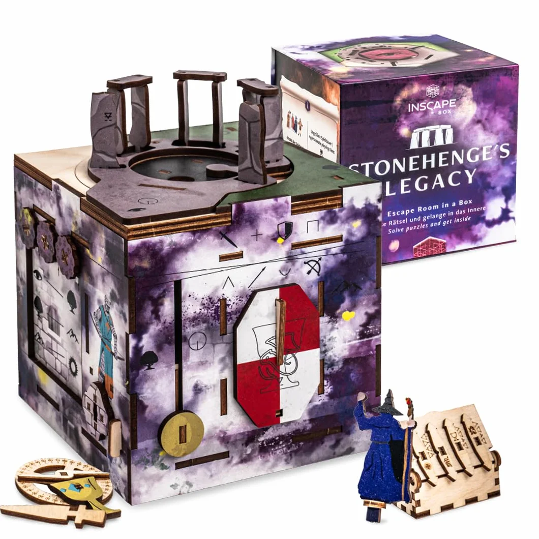 INSCAPE Cluebox Stonehenge Legacy Puzzle interactif 3D en bois avec mécanismes secrets – Vivez le jeu Escape Room – Idéal pour les fans de puzzle et les adultes