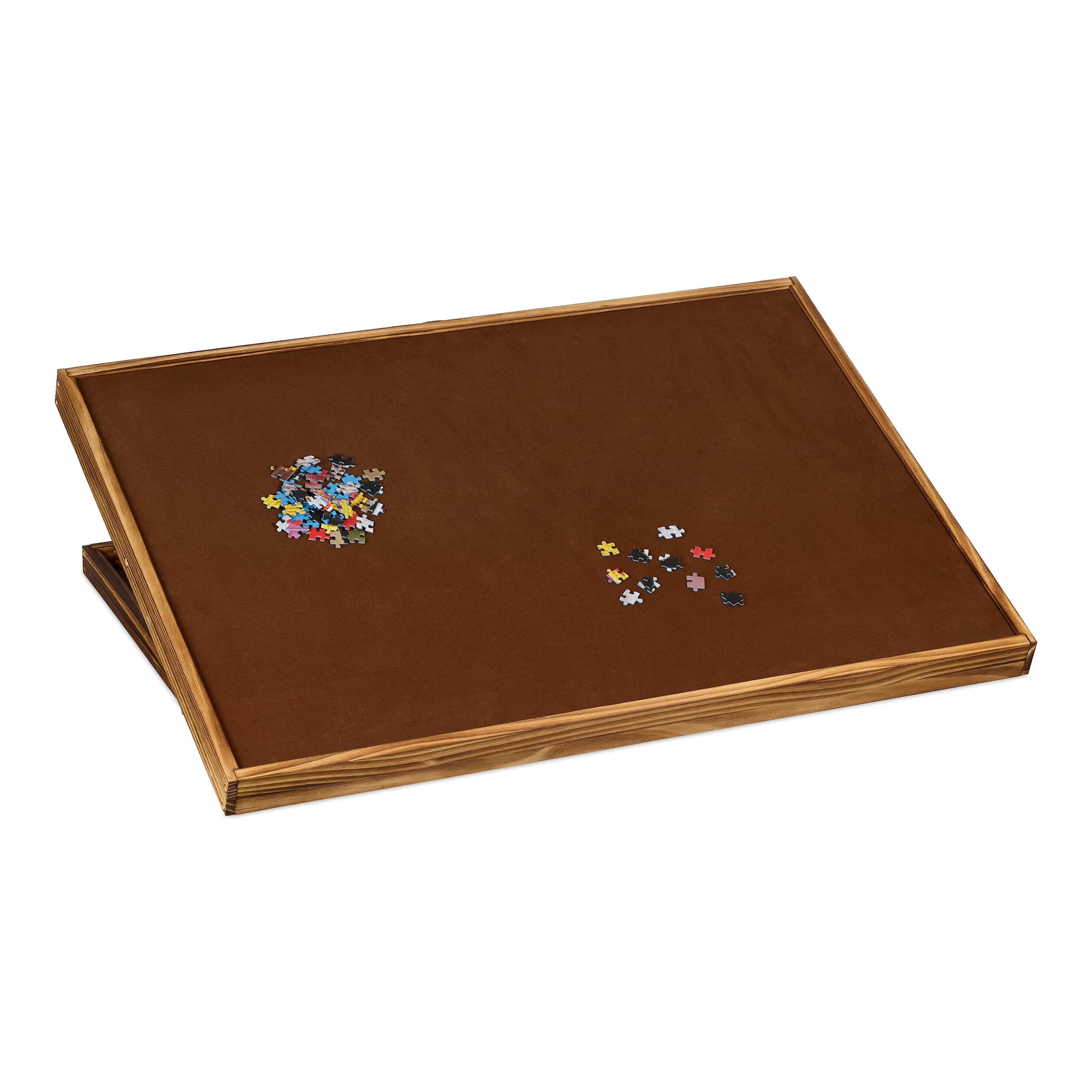 Relaxdays Table de Puzzle, réversible, pour 1000 & 1500 pièces, Hauteur réglable, Bois, inclinable, Support, Marron
