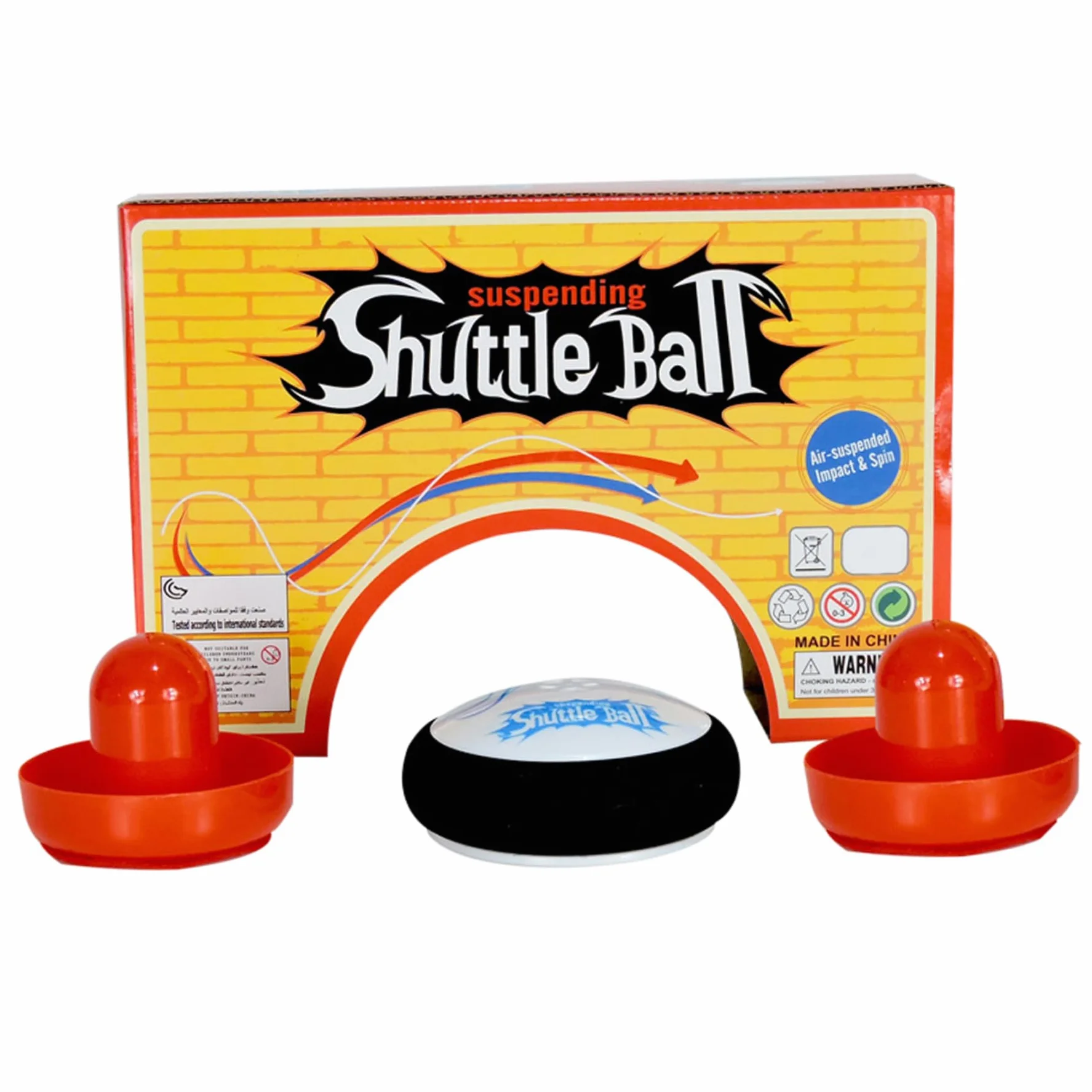 Pouchies Hockey aérien électrique table flottante rouge plastique 2 poussoirs
