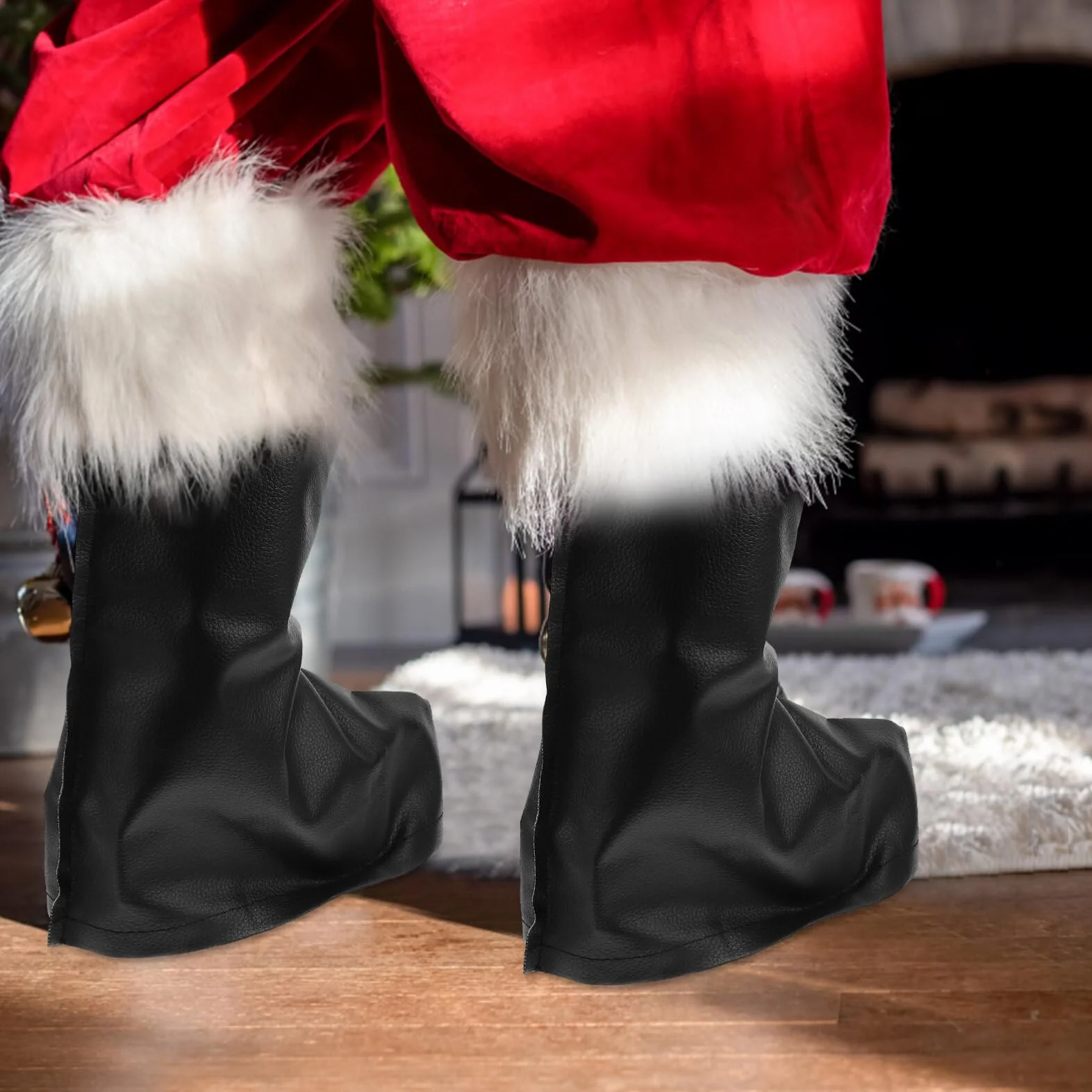 ABOOFAN Costume de Botte de Père Noël Halloween Cosplay Couverture de Bottes Poignets