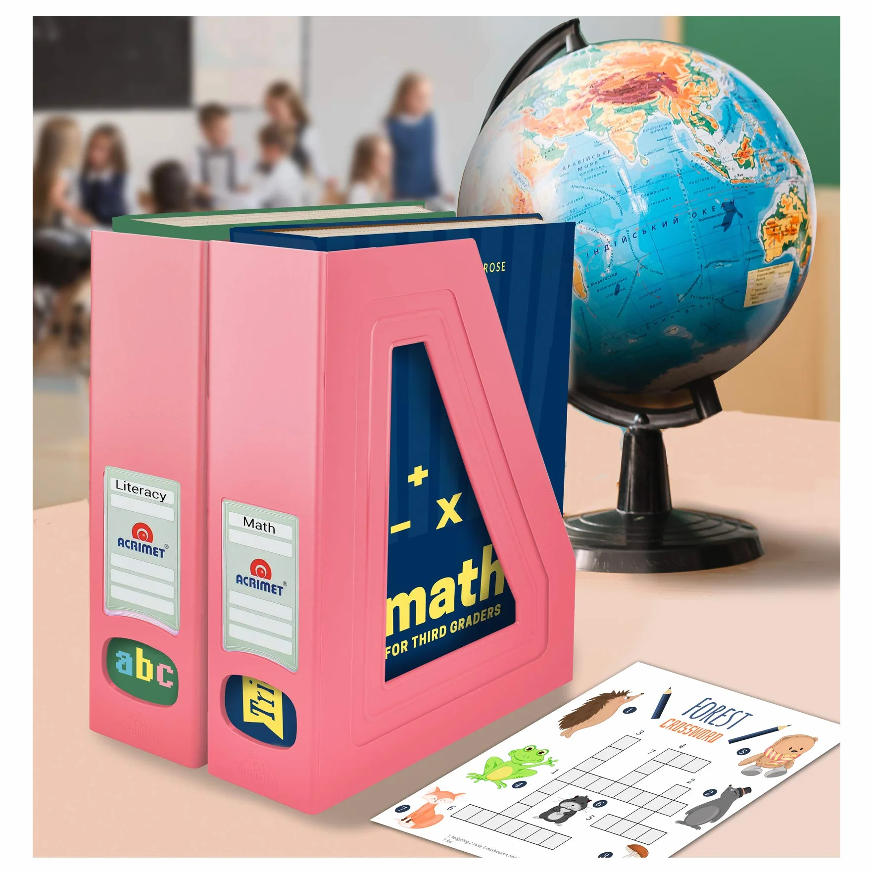 Acrimet Porte-Revues Support Durable Organisateur Dossiers Bureau Plastique Rose Lot de 2