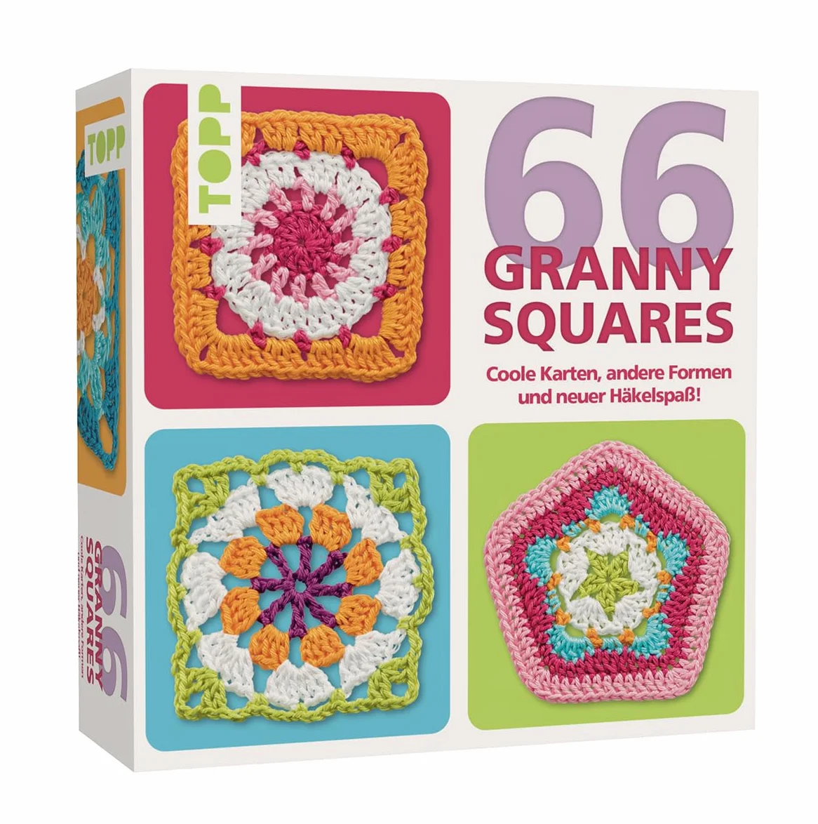 TOPP Lot de 66 cartes Granny Squares crochet avec photo et livret technique