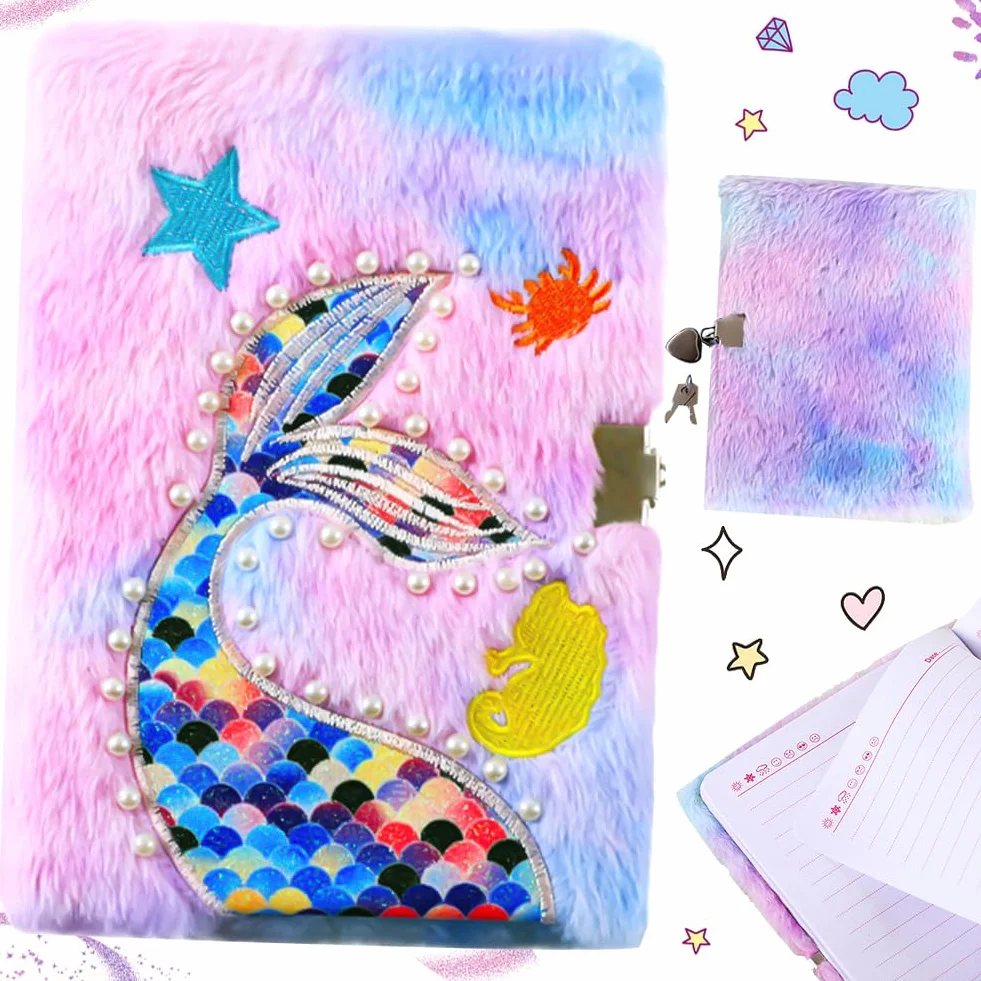 Carnet de Sirène Journal Intime à Paillettes Couverture Rigide Bloc-notes à Broderie