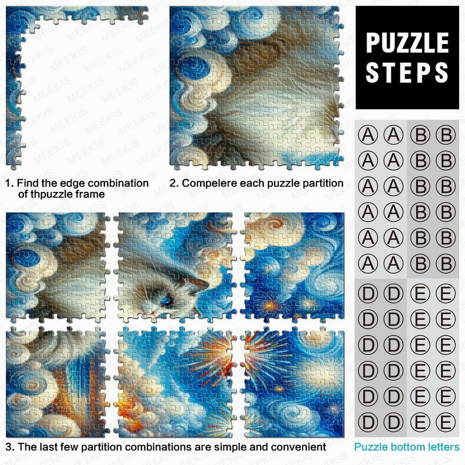 Mignon Le Chat Puzzle 1000 Pièces Adultes - Puzzle Adulte 1000 Pièces - Puzzle À Impression De Haute Qualité - Puzzle Art 1000pcs (75x50cm)