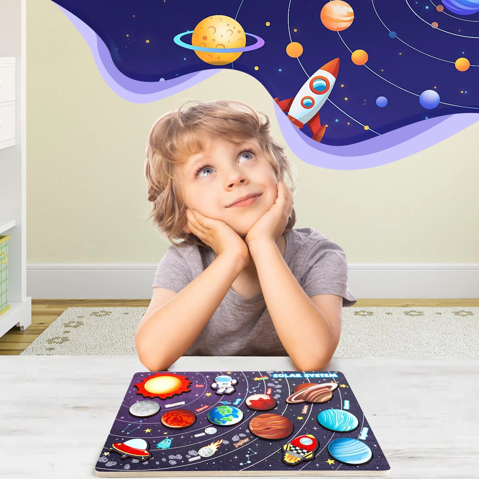 Puzzle en bois système solaire