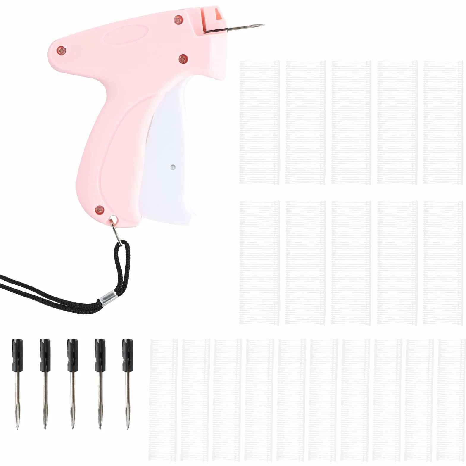 Pistolet à Étiquettes pour Vêtements Rose – Machine à Étiqueter 5 Aiguilles 1100 Épingles