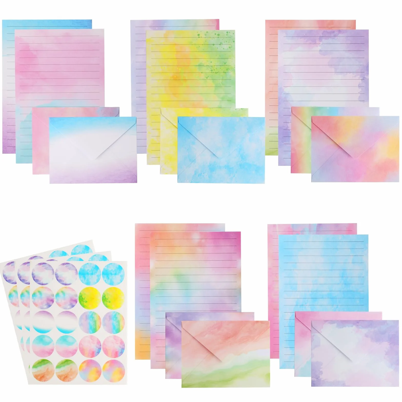 Papier à Lettres Vintage Aquarelle 160 Feuilles avec Enveloppes et 60 Autocollants pour Invitations Saint-Valentin