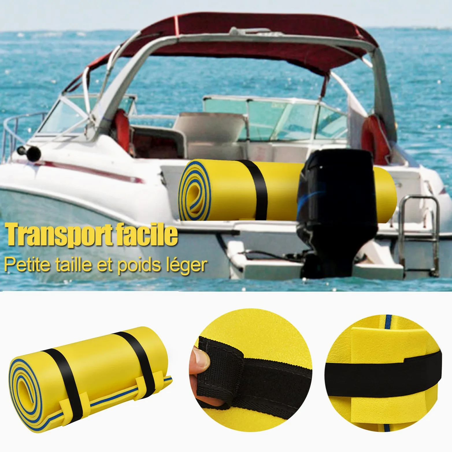 RELAX4LIFE Tapis Flottant Piscine en Mousse XPE 216x66cm pour Piscine Plage Lac, Hamac Flottant Piscine avec Oreiller Roulé pour Sports Nautiques, Bronzage d’Eté, Charge 60kg(Jaune)