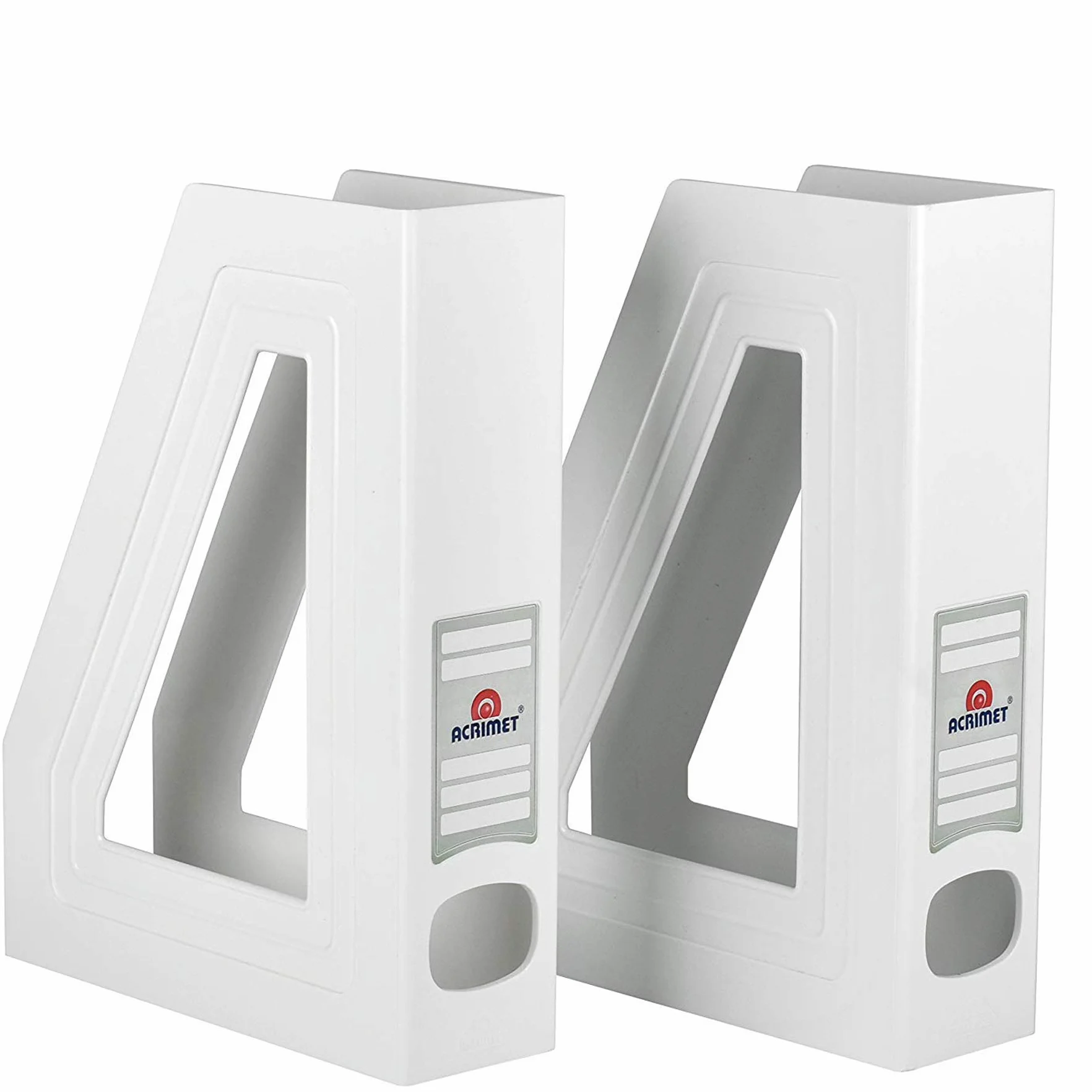 Acrimet Porte-Revues Support Durable Organisateur Dossiers Bureau Plastique Blanc Lot de 2