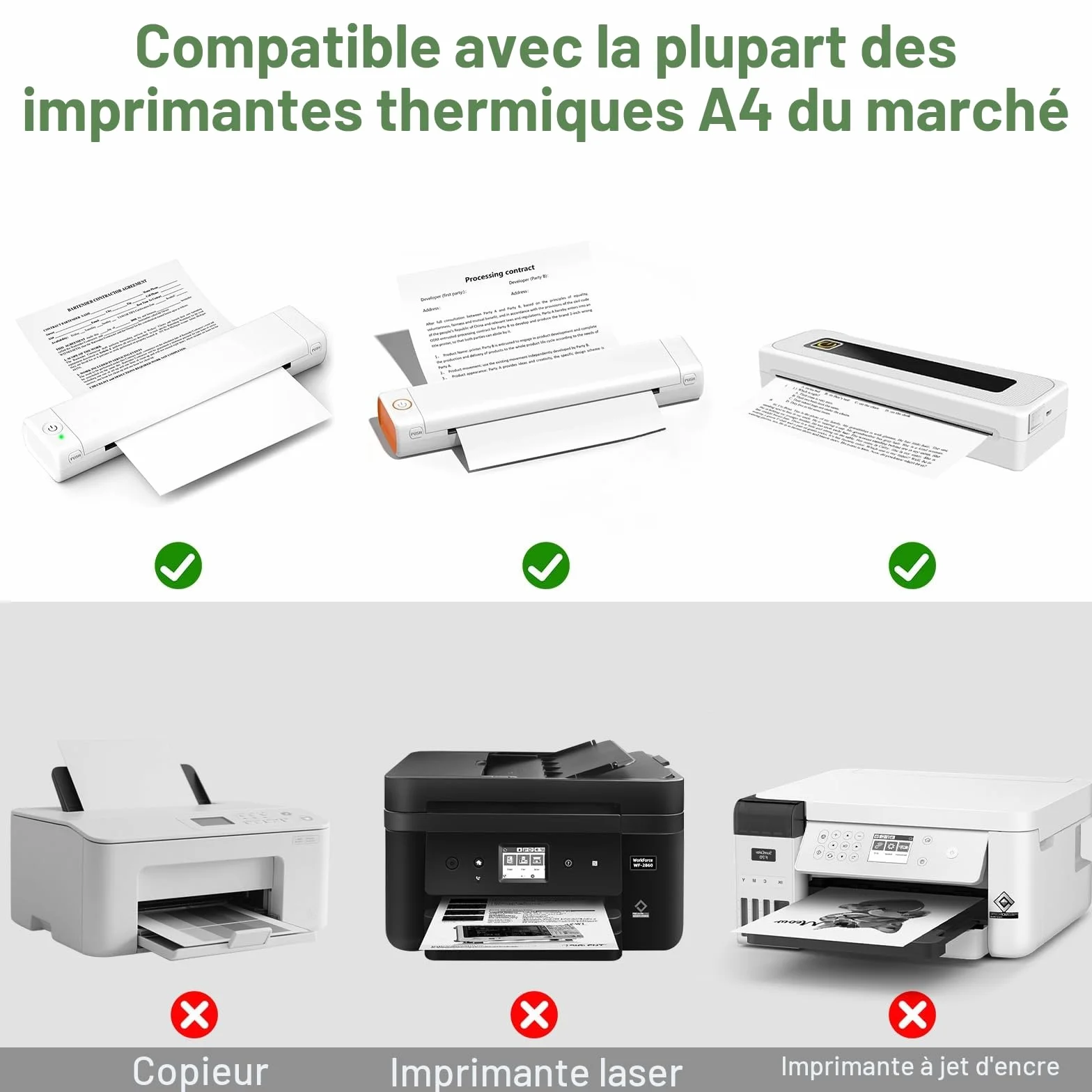 Papier Thermique A4 100 Feuilles Sans BPA Séchage Rapide Compatible Imprimantes Thermiques