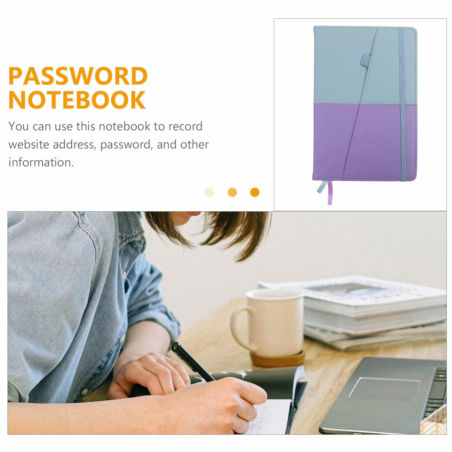 Homoyoyo Carnet A5 Mots de Passe Adresses Web Onglets Alphabétiques Organiseur Portable Bleu Violet Répertoire Usage Personnel Bureau