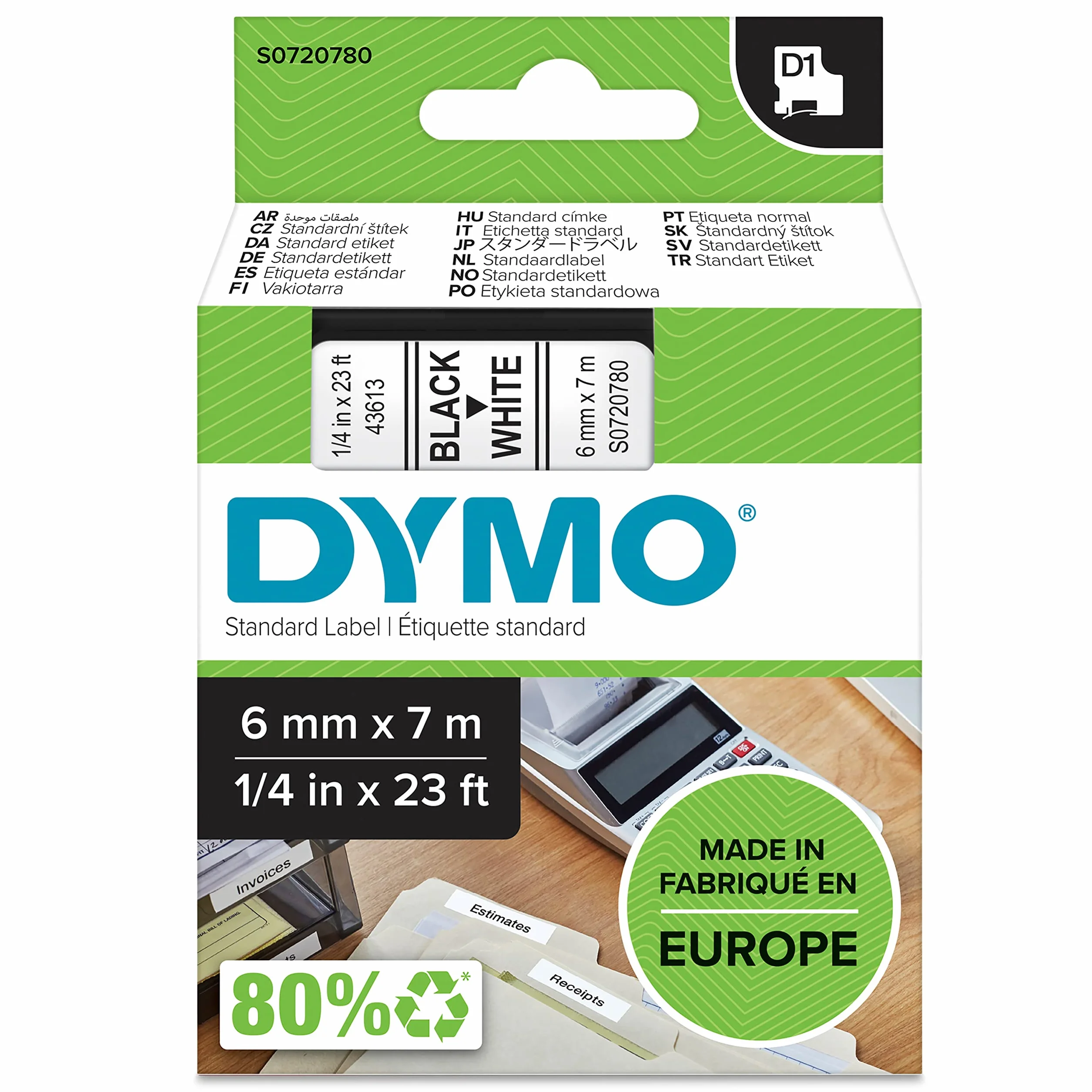 DYMO D1 étiquettes autocollantes 6 mm x 7 m pour LabelManager