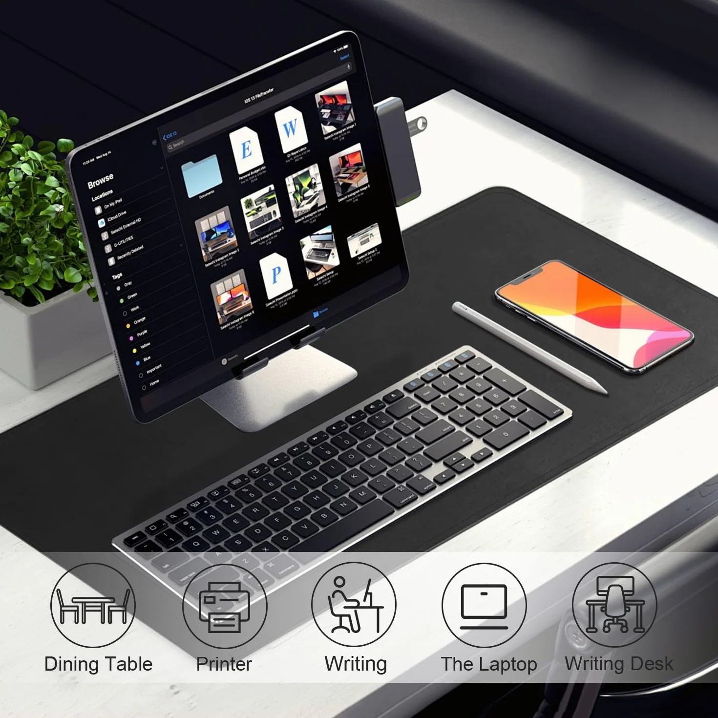 BLESWIN Tapis de Bureau en Cuir Imperméable 80x40cm Tapis de Souris et Clavier