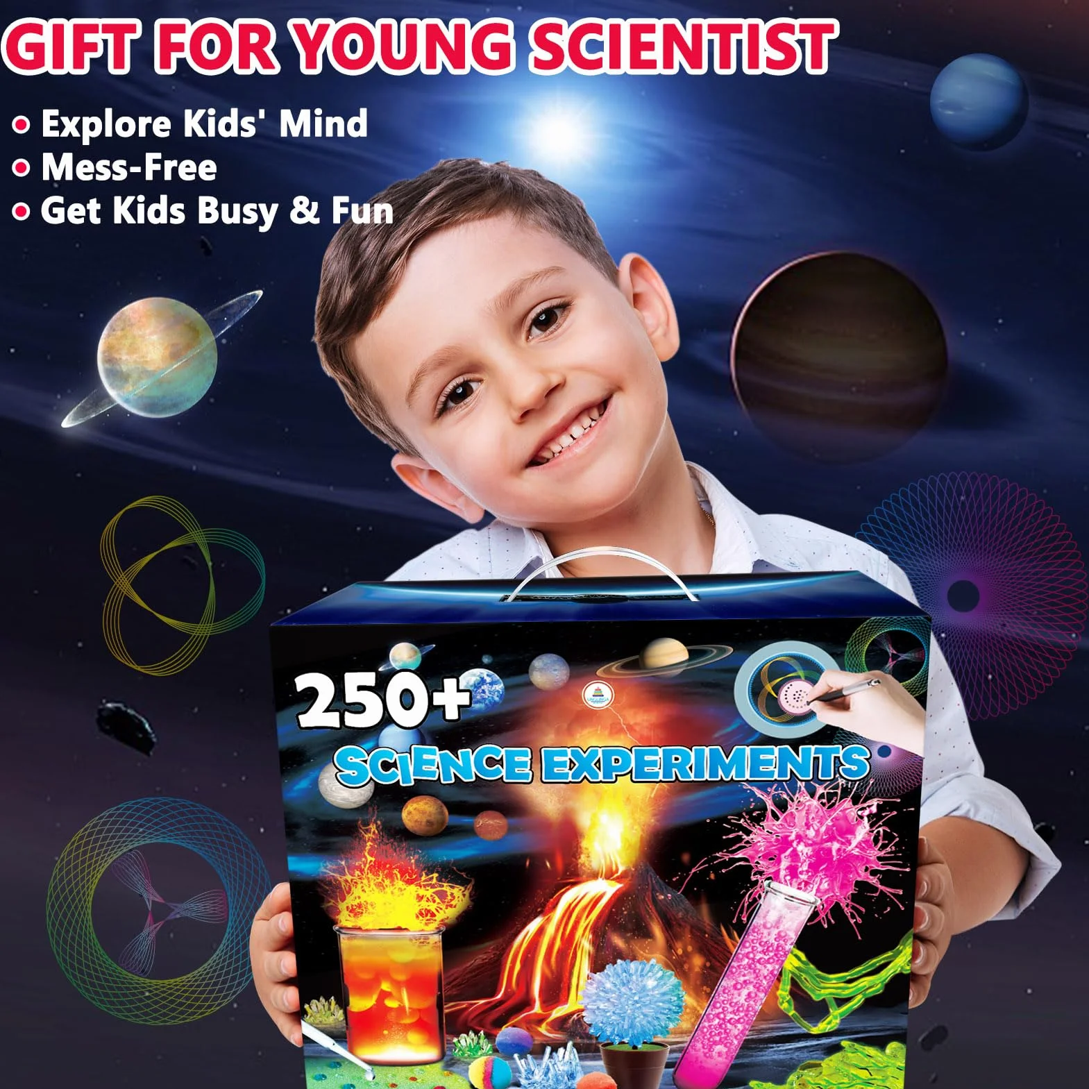 UNGLINGA 250+ Expériences Scientifique pour Enfants, STEM Science Laboratoire Chimie Volcans