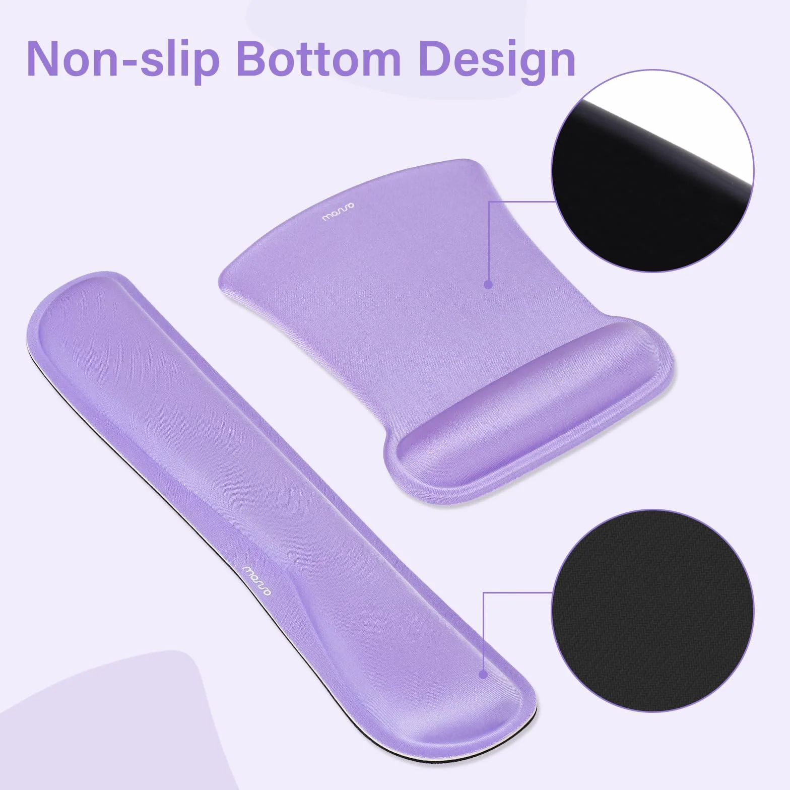 MOSISO Grand Tapis de Souris Gamer avec Repose Poignet, Antidérapant Mémoire Mousse, Violet