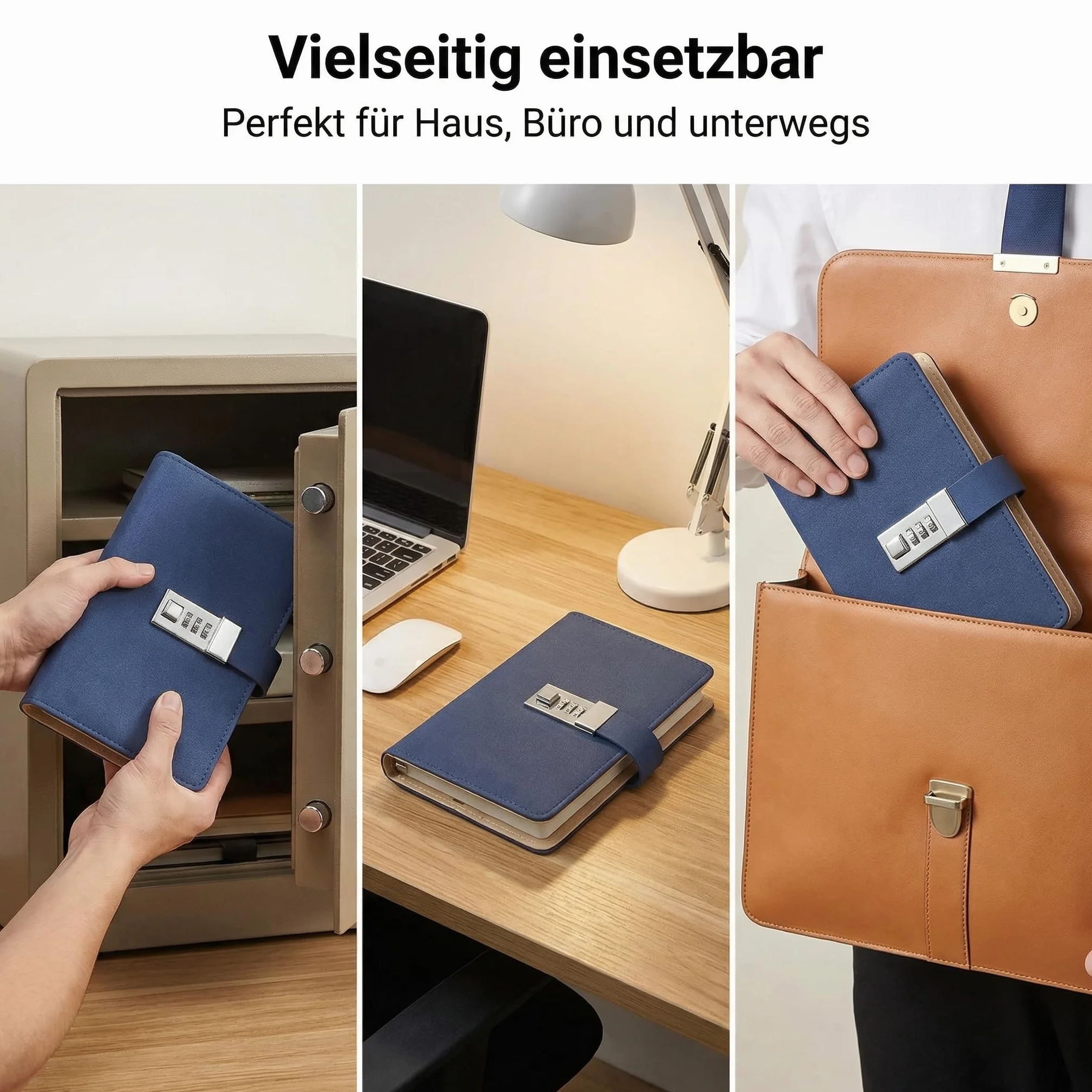 Classeur Budget A6 avec Serrure à Code, Pochette PVC 100, Planner Français, Petit Carnet en Pu Cuir, Password Pochette Monnaie Organisateur Bleu