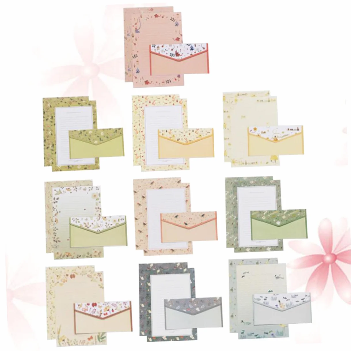 Homoyoyo Lot Papeterie A5 Papier à Lettres Et Enveloppes Fleuris, 60 Feuilles 30 Enveloppes