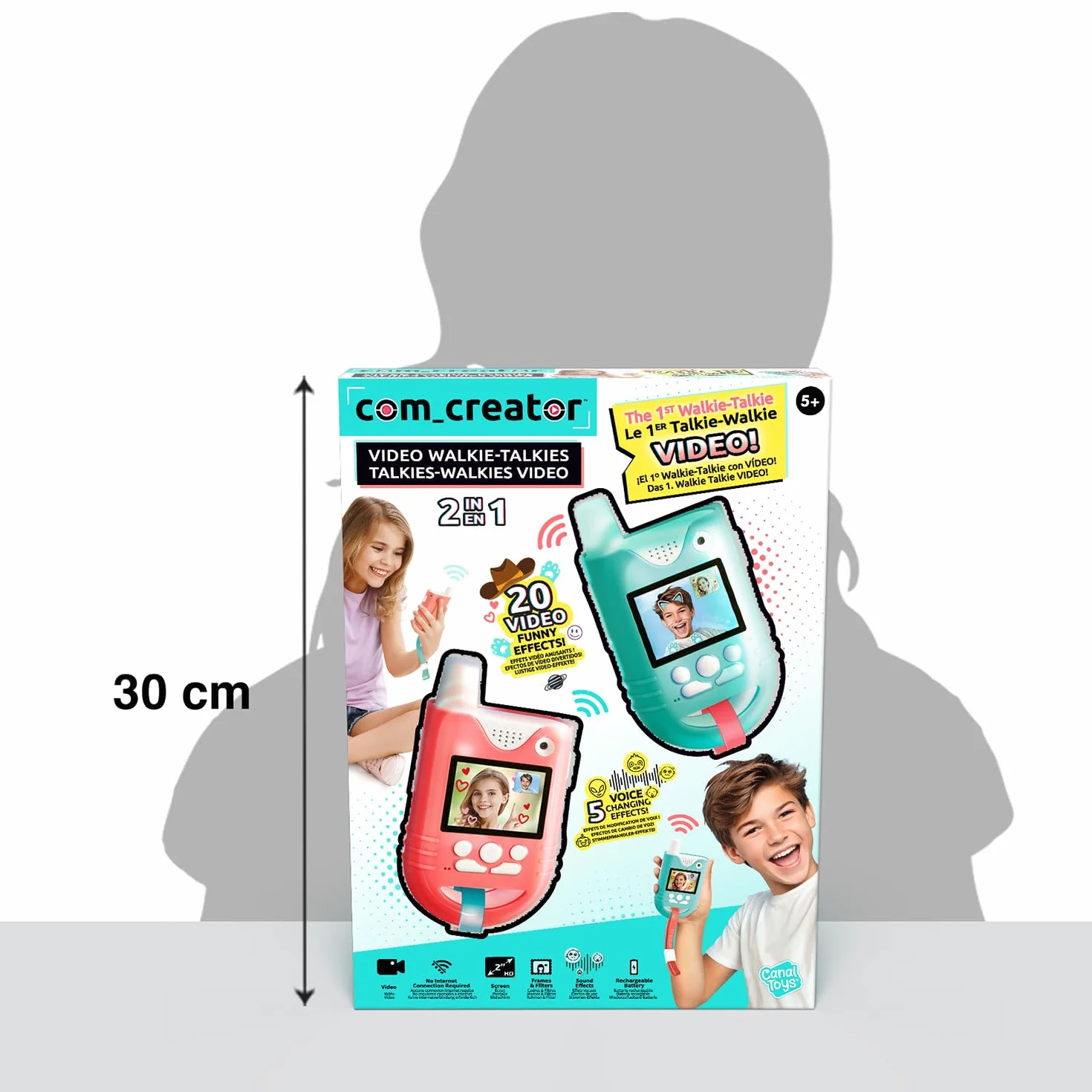 Canal Toys Kit Talkies-Walkies 2 en 1 Vidéo Enfant 300M 20 Effets 5 Voix INF 042