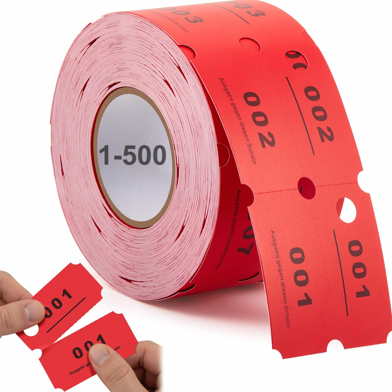 Nezyo Rouleaux de Jetons 1-500 Ticket de Vestiaire Fiches Numérotées Service Blanchisserie Orange