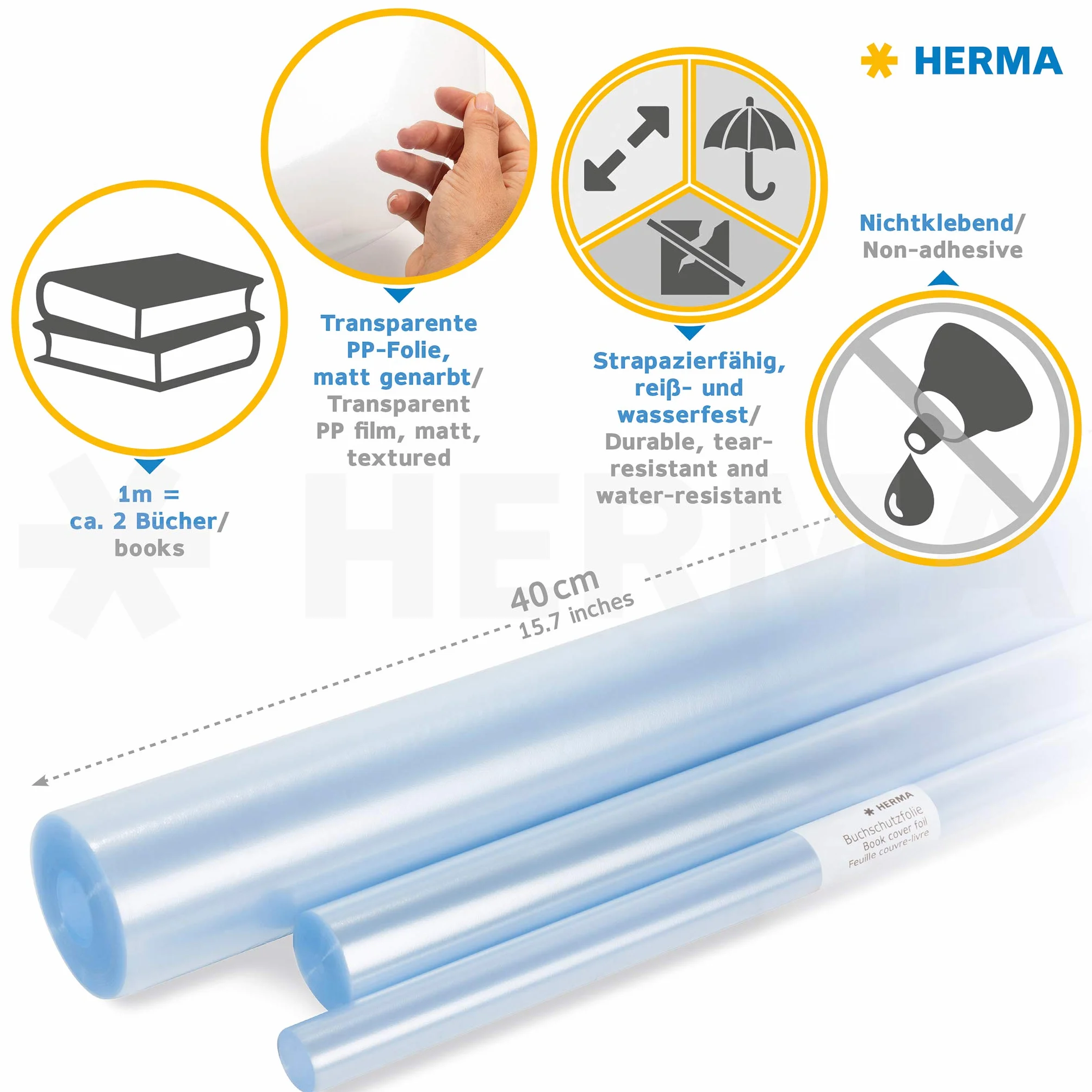 Herma Film couvre-livre transparent 10m x 40cm