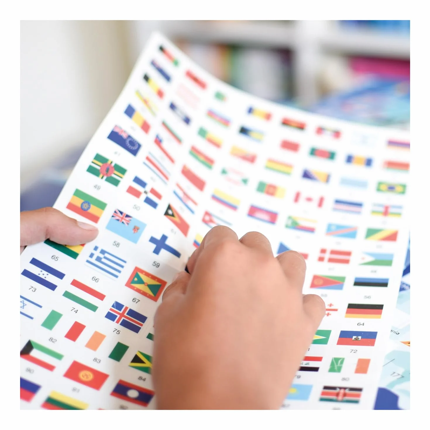 Poster Autocollant Drapeaux du Monde Carte du Monde éducatif interactif 68 x 100 cm pour Enfants 7 Ans
