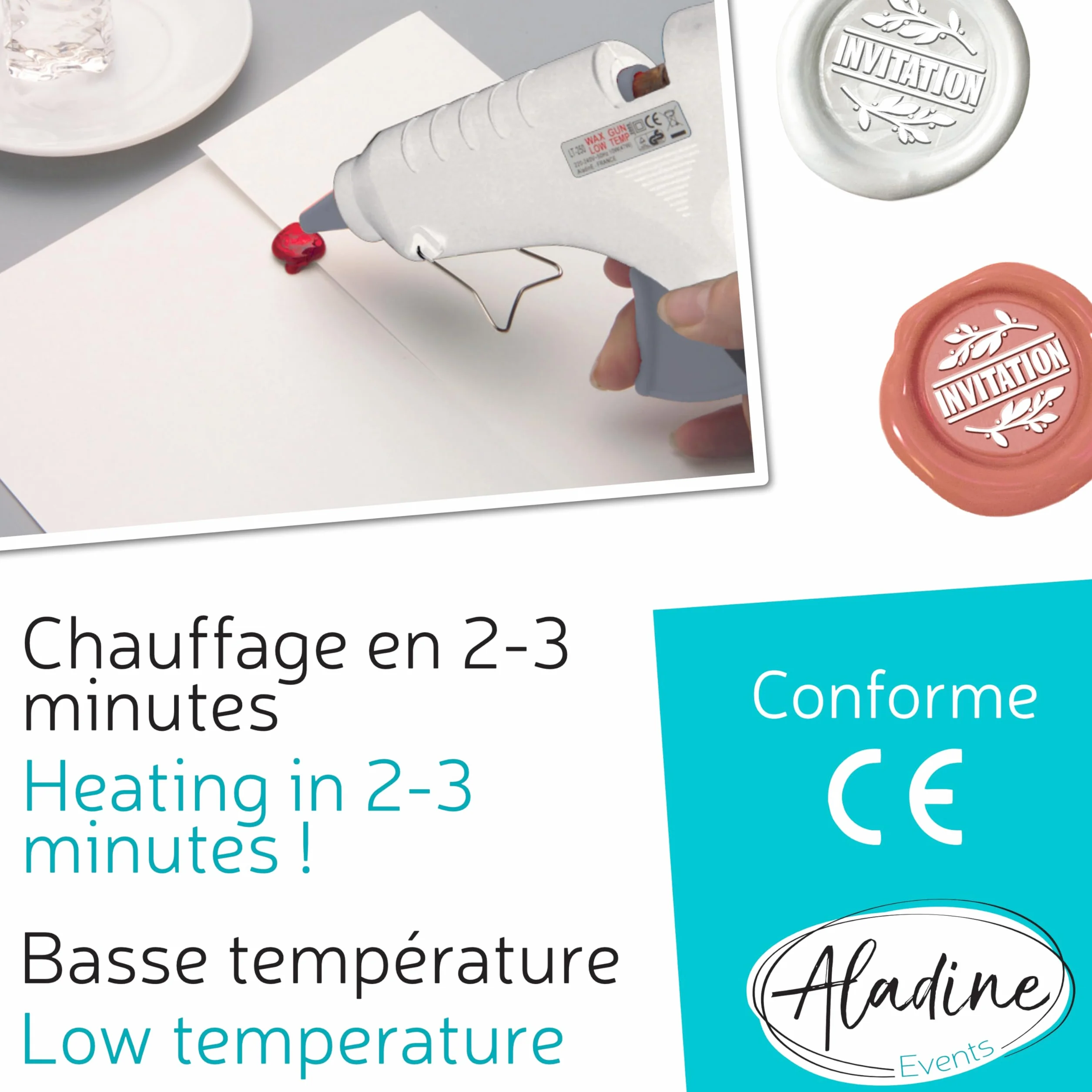 Aladine Pistolet à Cire à Cacheter pour Bâtons Ronds 72606