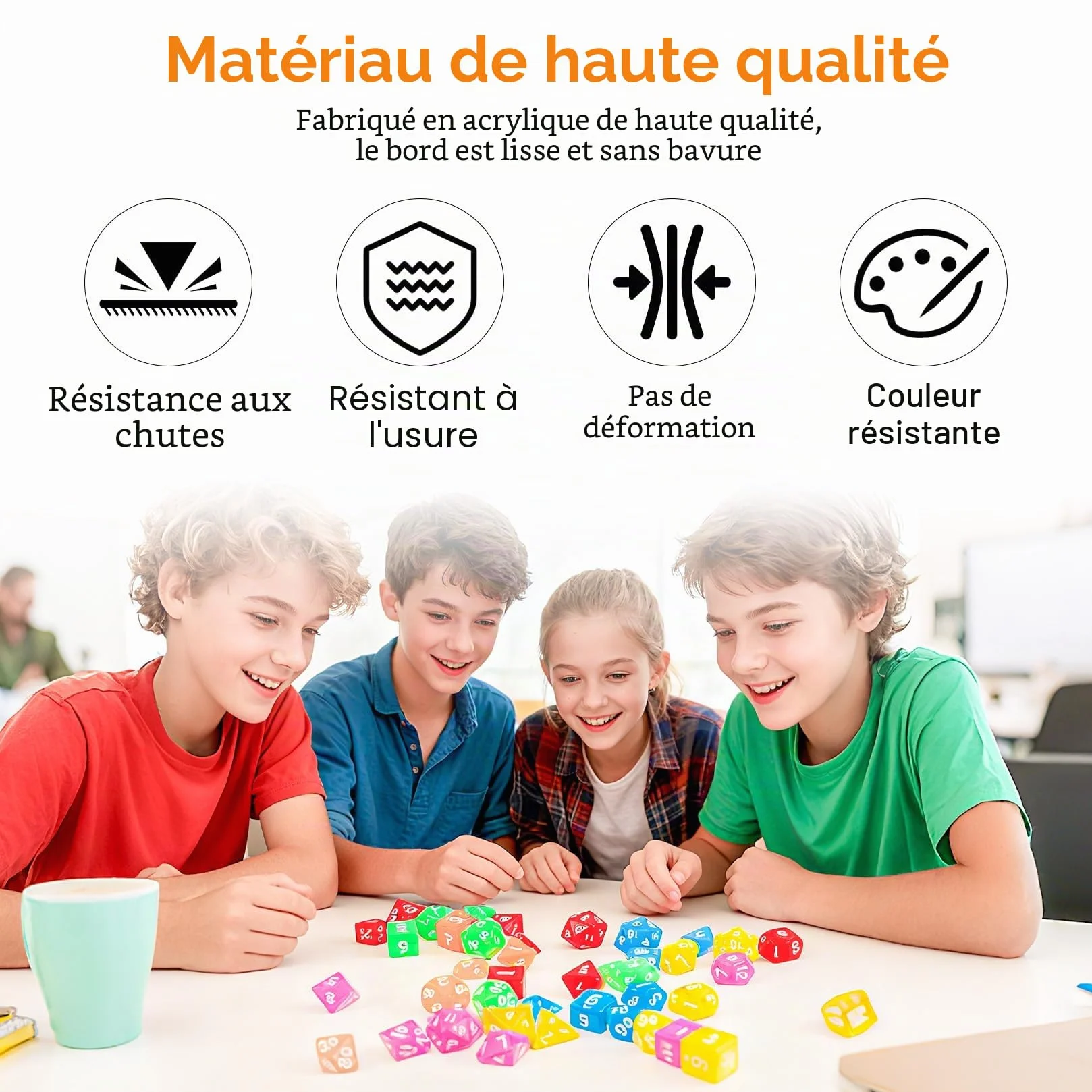 Lot de 42 dés polyédriques acrylique multicolores D4 D6 D8 D10 D12 D20 pour MTG RPG D&D jeux de table