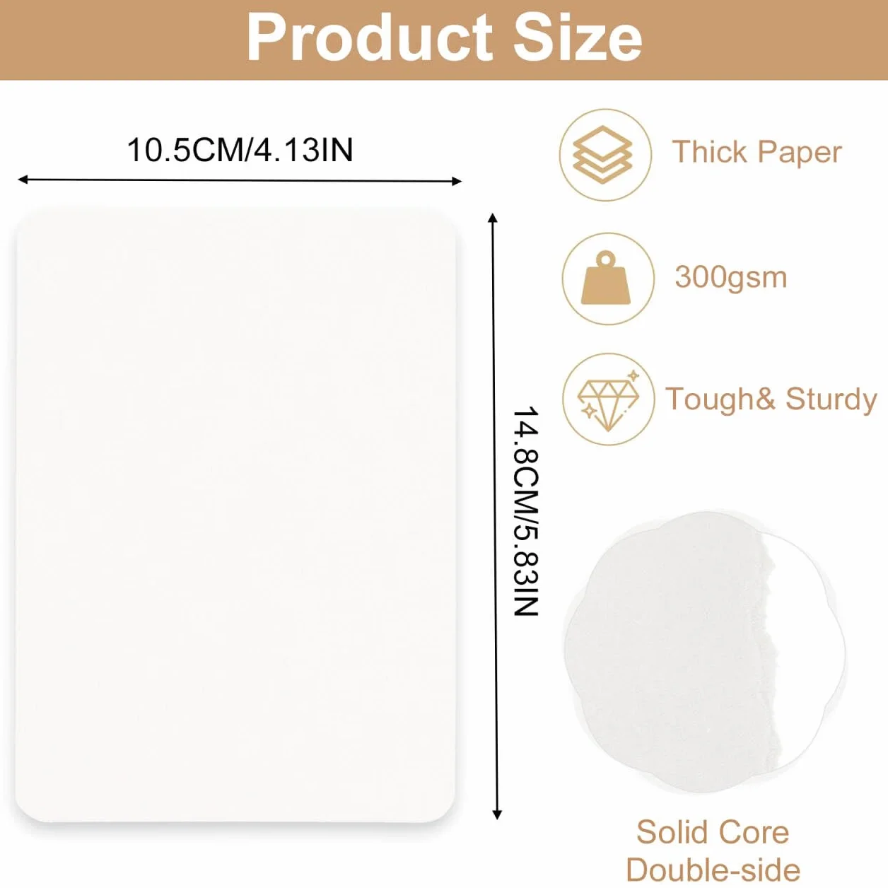 Papier Cartonné A6 300g/m² Blanc 60 Pièces Carte Vierge Imprimable 10.5x14.8CM