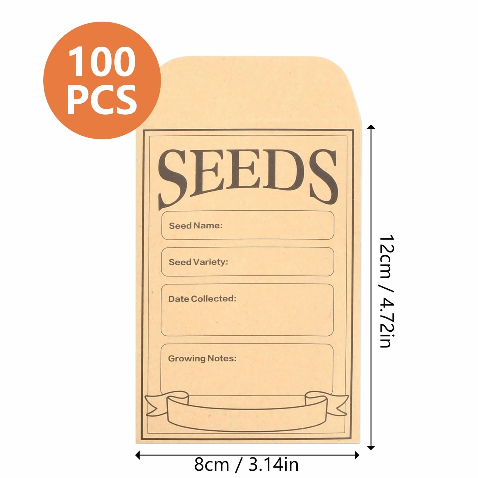 Enveloppe Kraft Auto-scellant 12 x 8 cm 100 Pièces Sac en Papier pour Graines