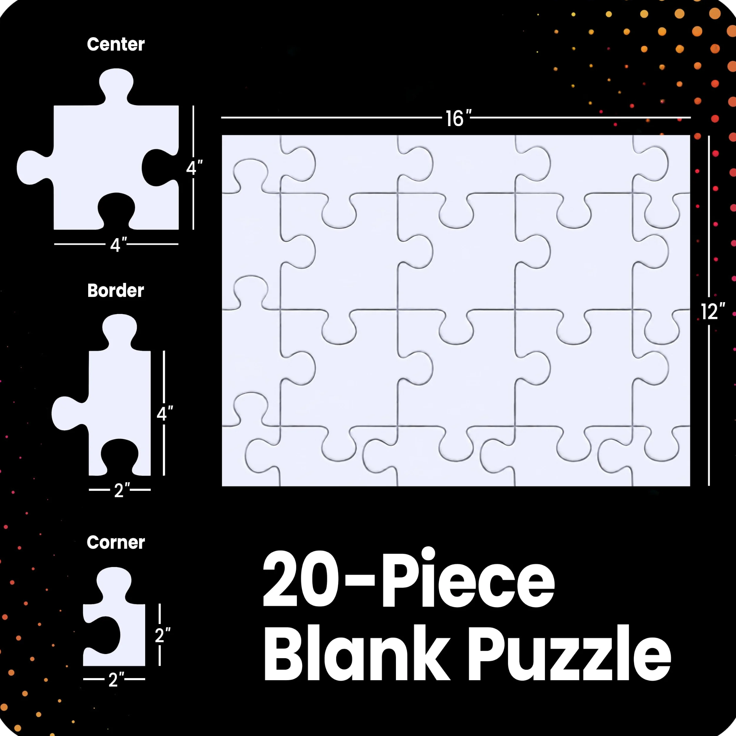 Hygloss Puzzle communautaire junior – primé – Lot de 20 – Puzzle vierge de 20 pièces pour écrire et dessiner – Pièces universelles emboîtables – Disposition de 30,5 x 40,6 cm – Arts et loisirs