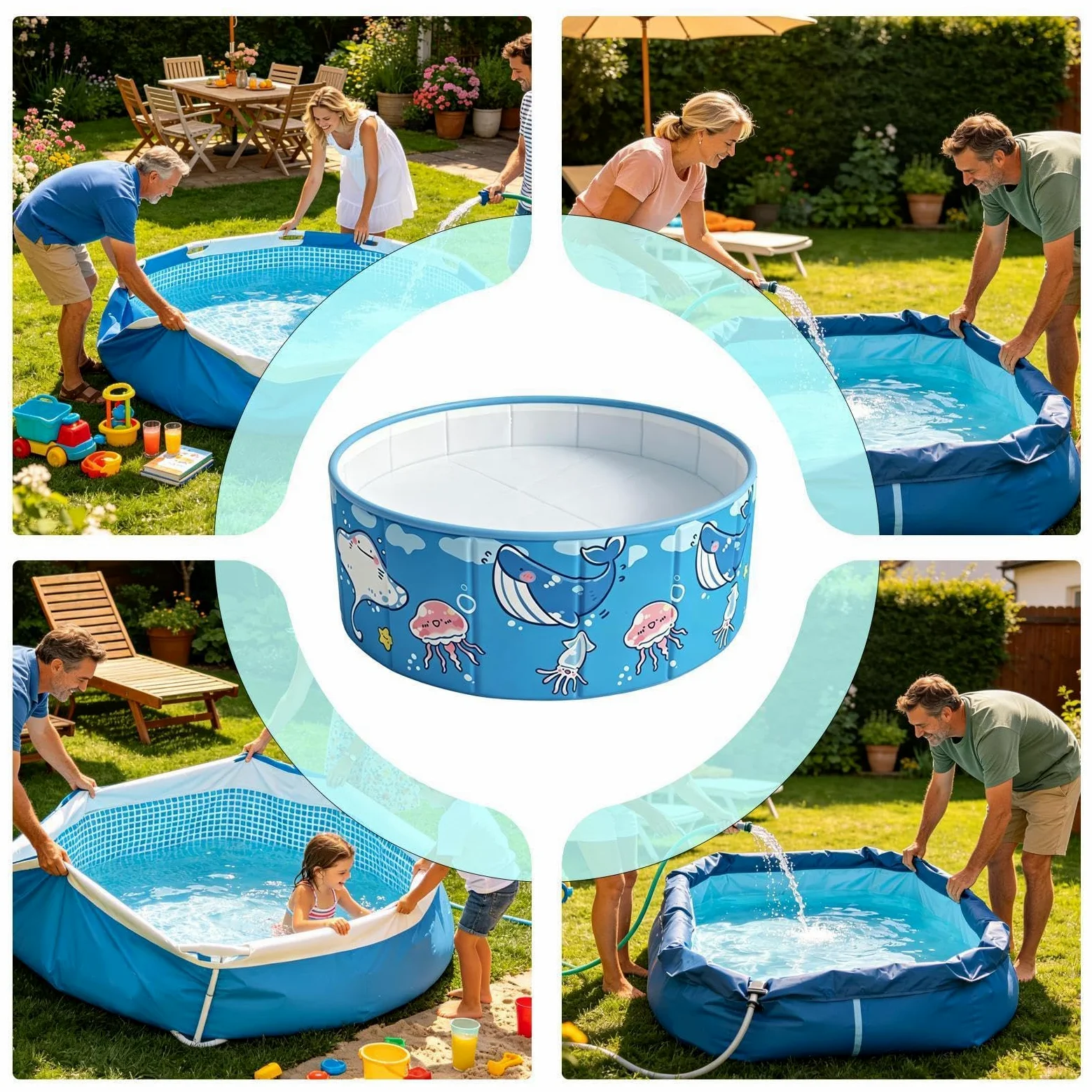 Piscine extérieure pour, Grande Piscine Pliable et Non Gonflable, c | Piscine Pour Pataugeoire Extérieure Pour Sol Extérieur Arrière-cour Plage Fête D' Adultes Garçons Filles F